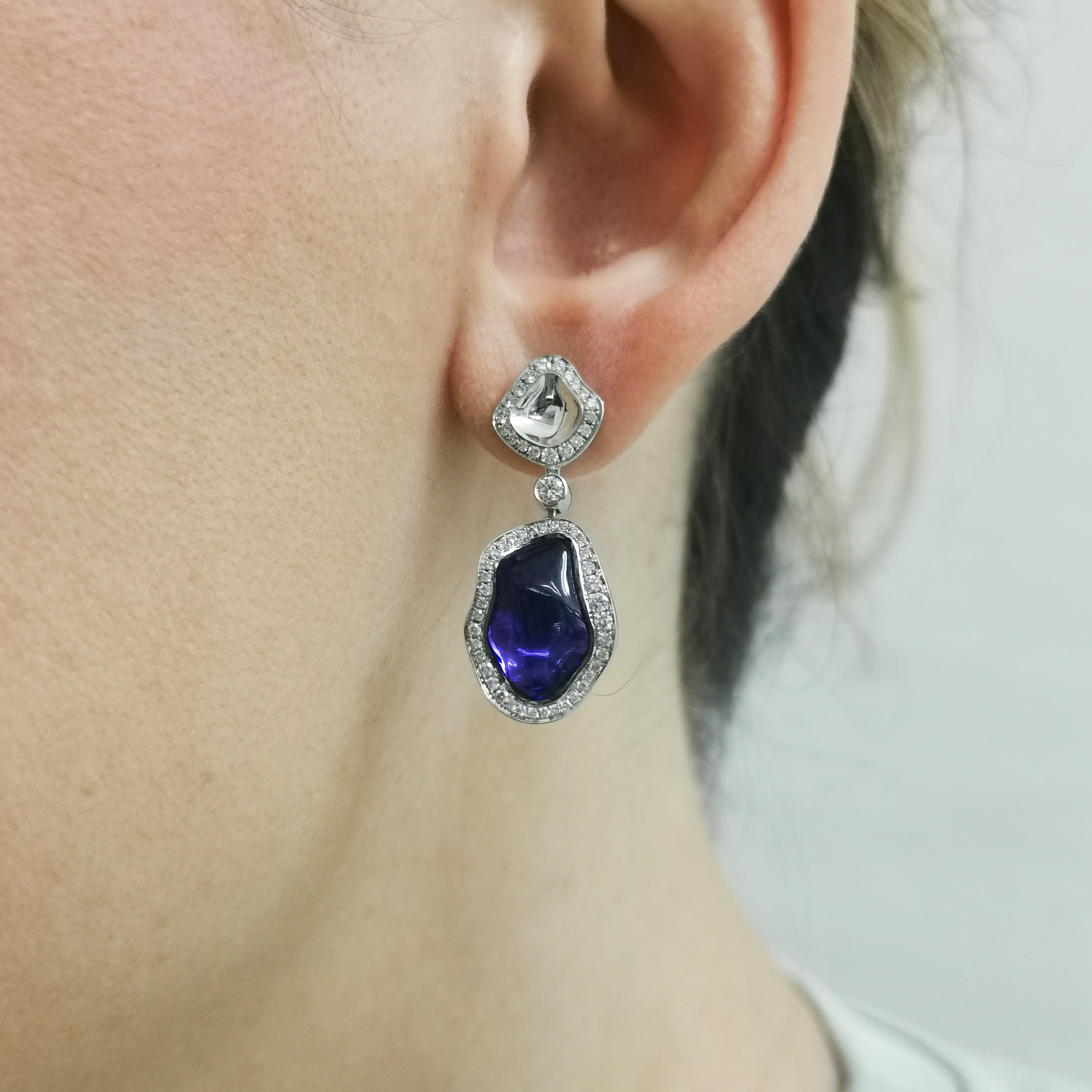 Tanzanite, Diamonds 18K White Gold Earrings, E 0030-20/1