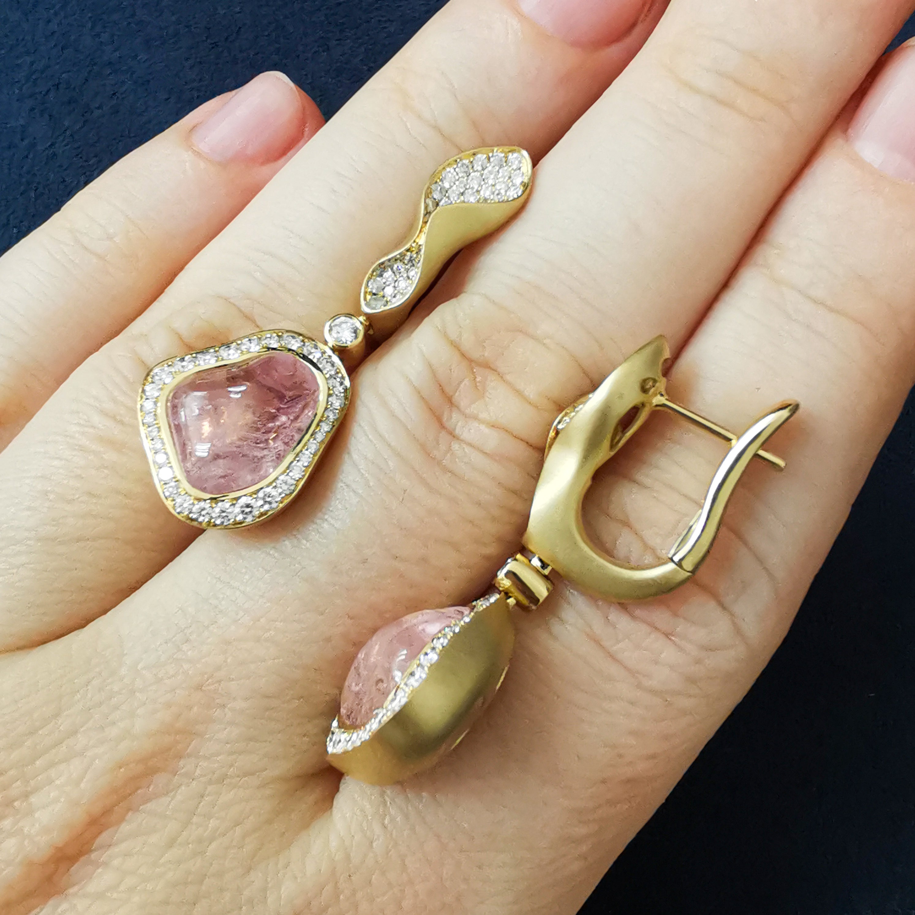 Morganite, Diamonds 18K Yellow Gold Earrings, E 0030-45/1