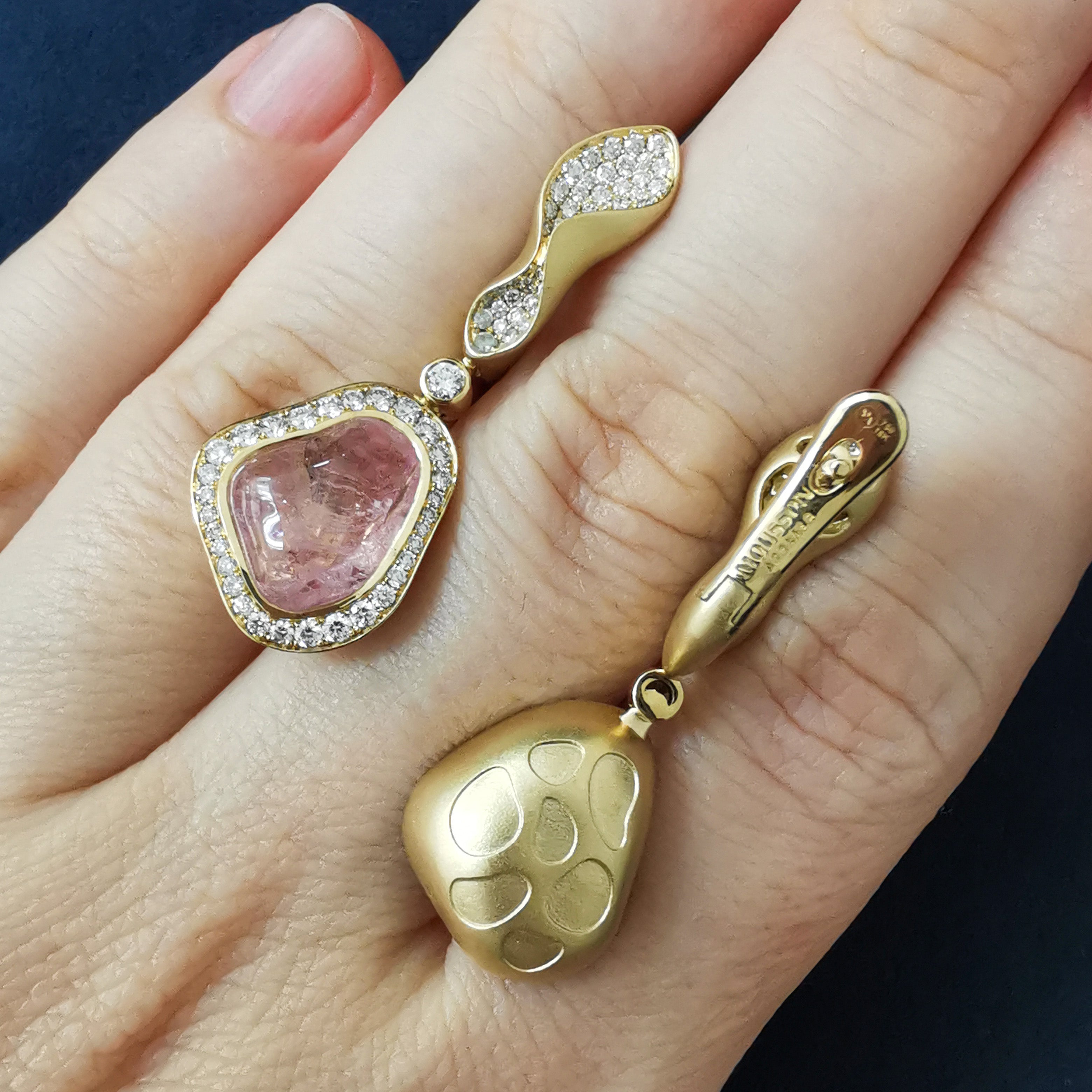 Morganite, Diamonds 18K Yellow Gold Earrings, E 0030-45/1