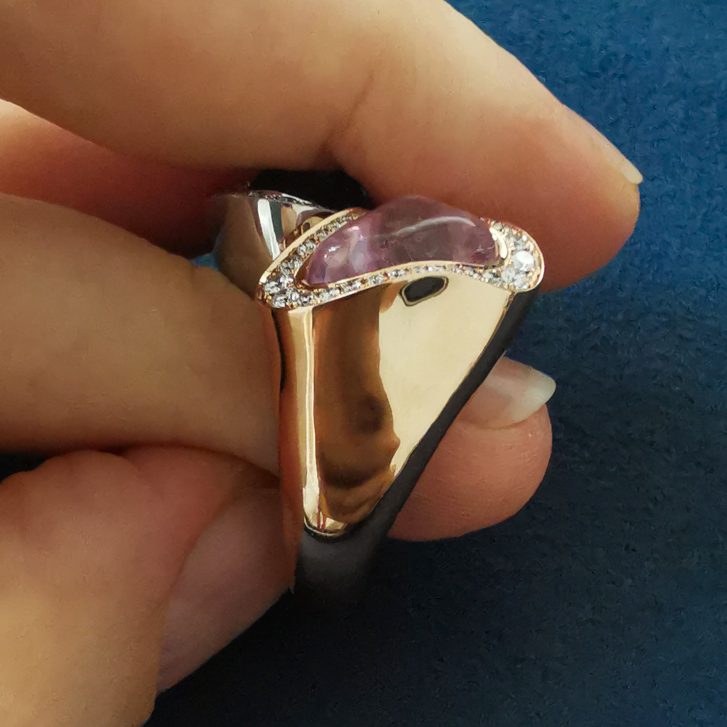 Aquamarine, Morganite Diamonds 18K White and Rose Gold Ring, R 0030-48/1