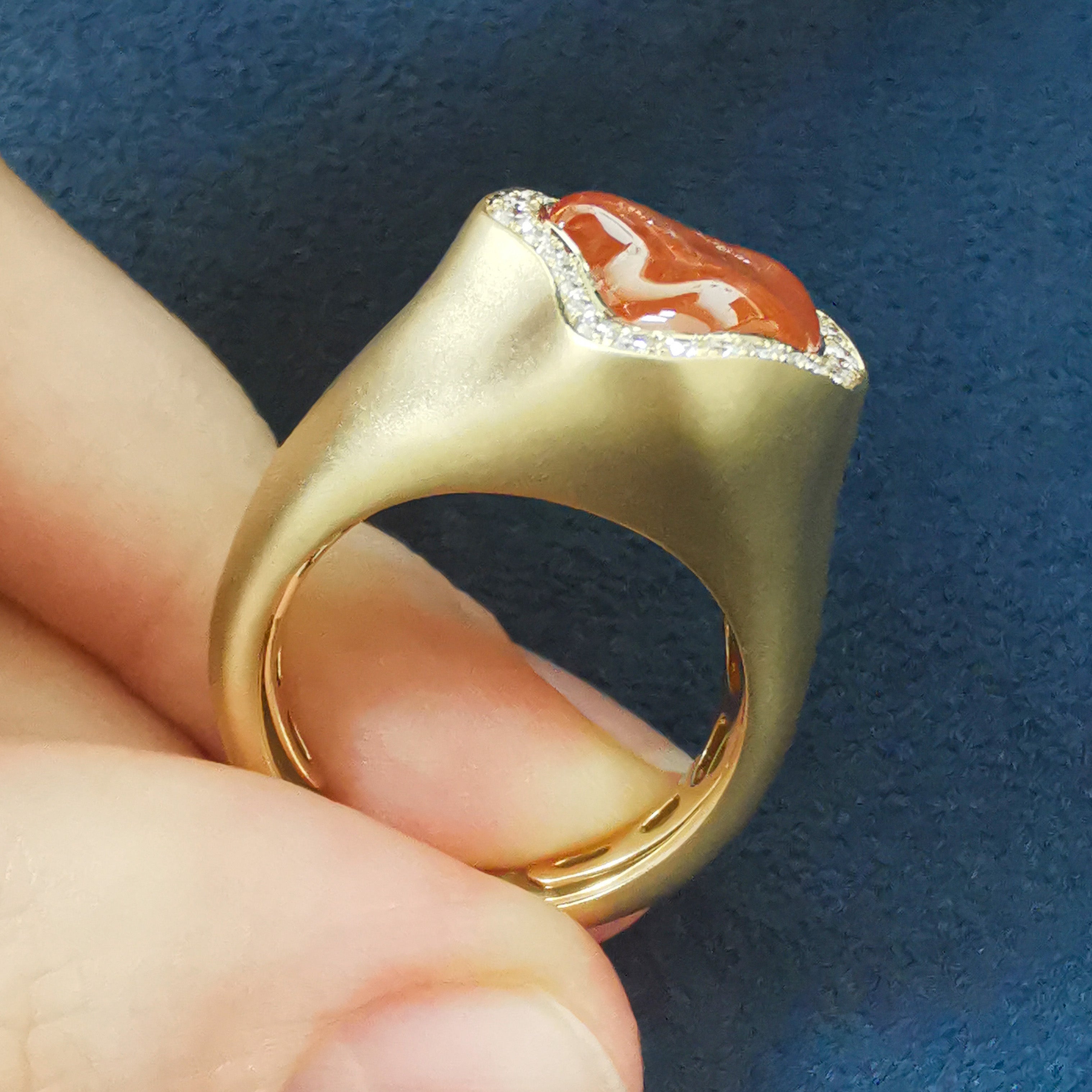 Spessartine Garnet, Diamonds Ring 18K Yellow Gold, R 0030-84/1