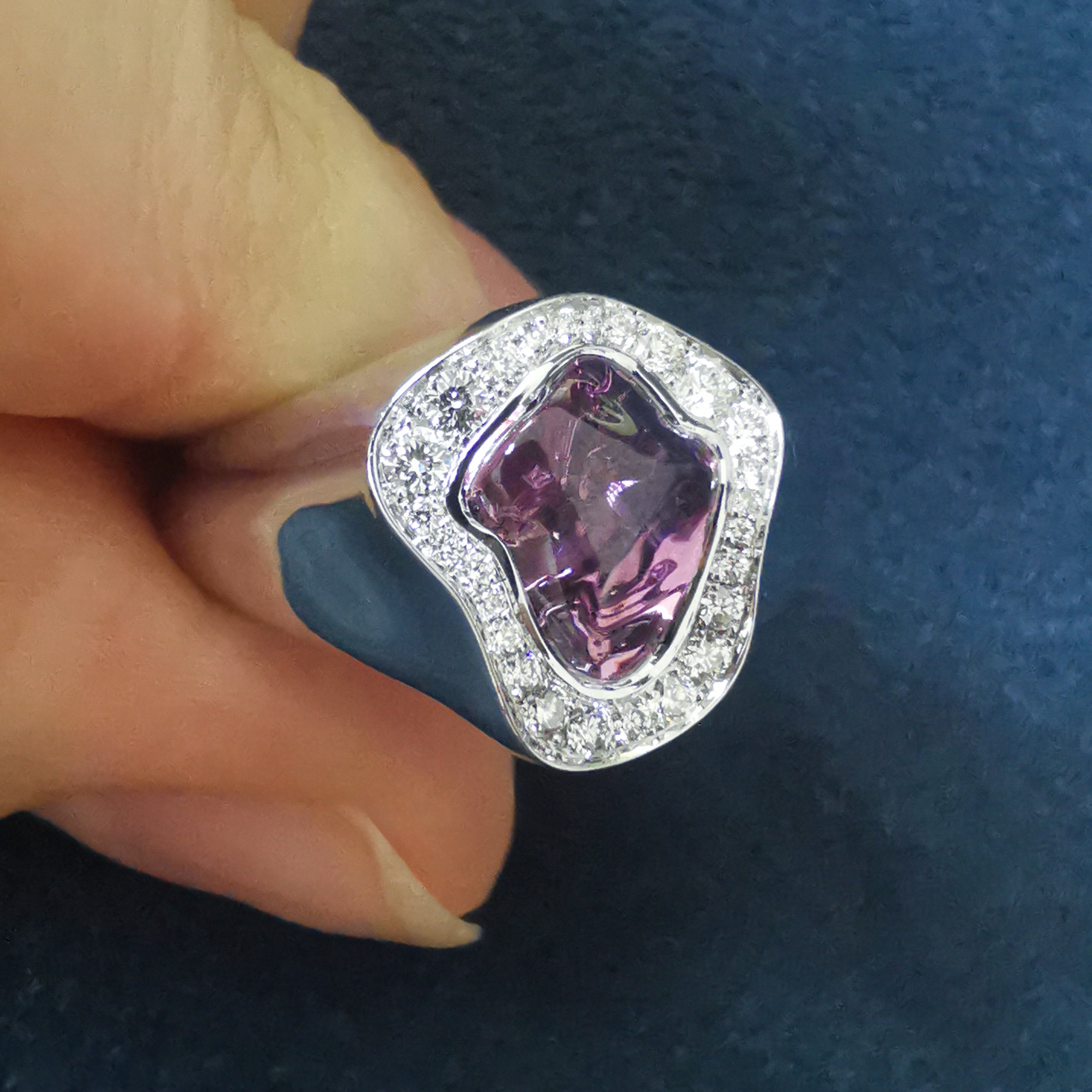 Spinel, Diamonds 18K White Gold Ring, R 0033-2/1