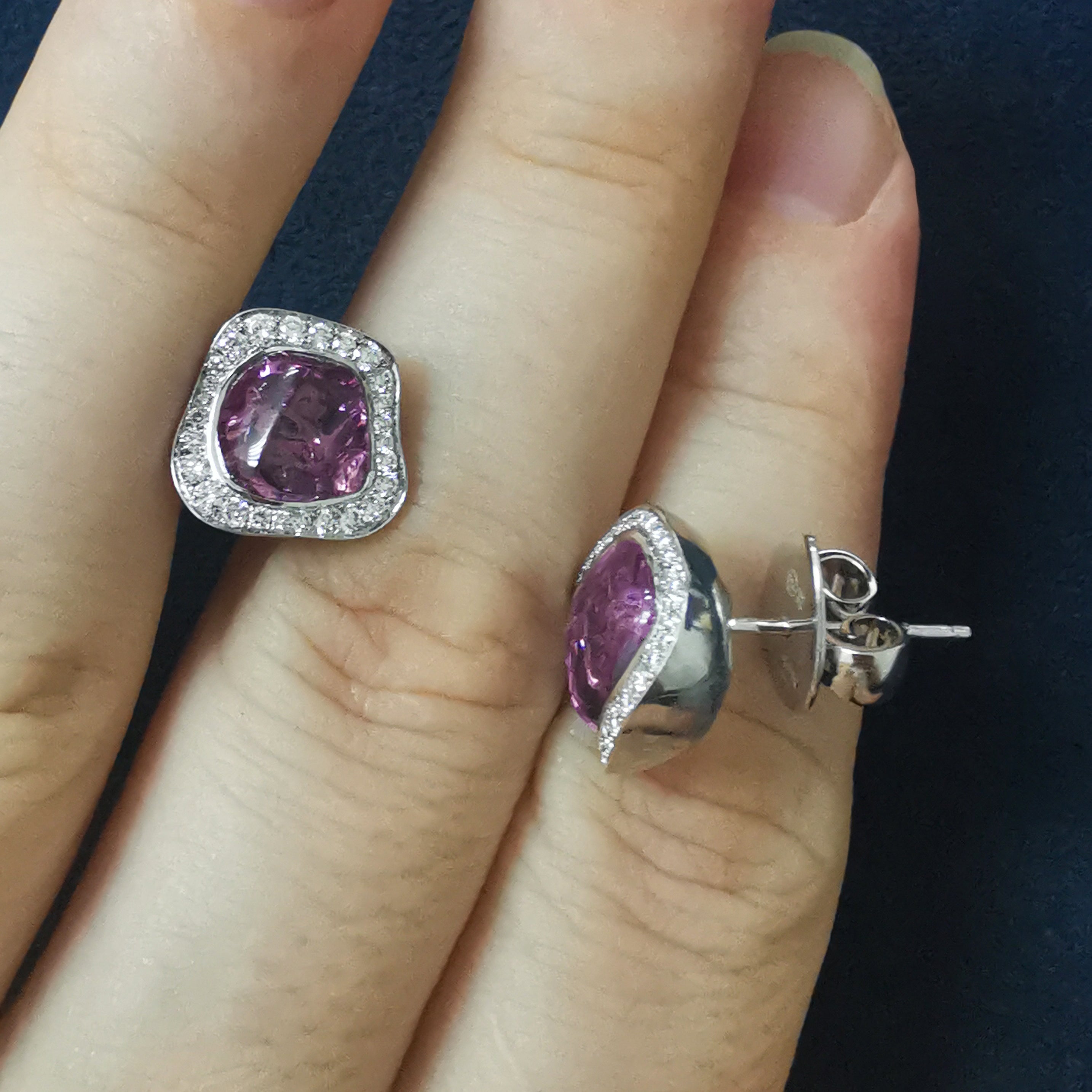Spinel, Diamonds 18K White Gold Earrings, E 0033-2/1
