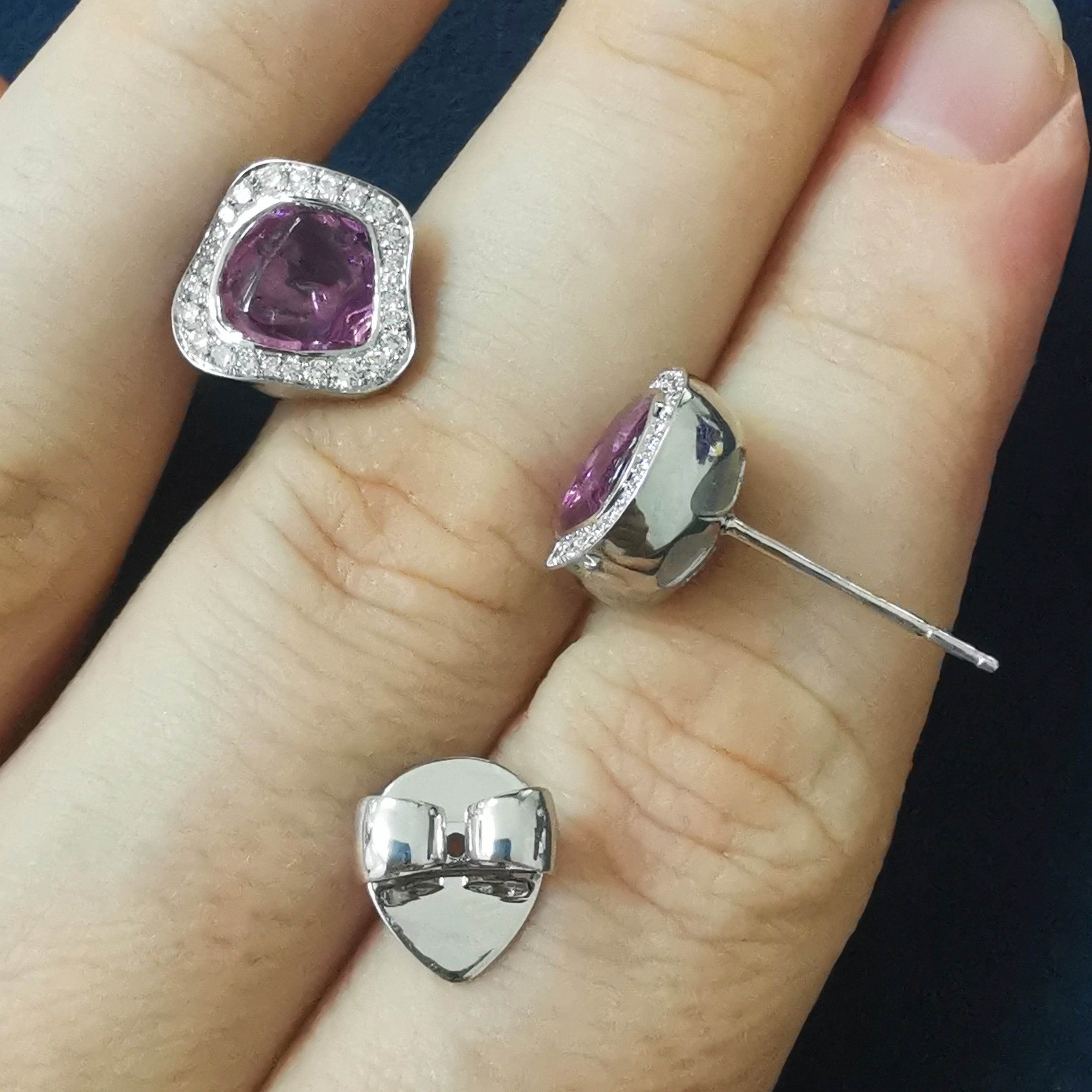 Spinel, Diamonds 18K White Gold Earrings, E 0033-2/1
