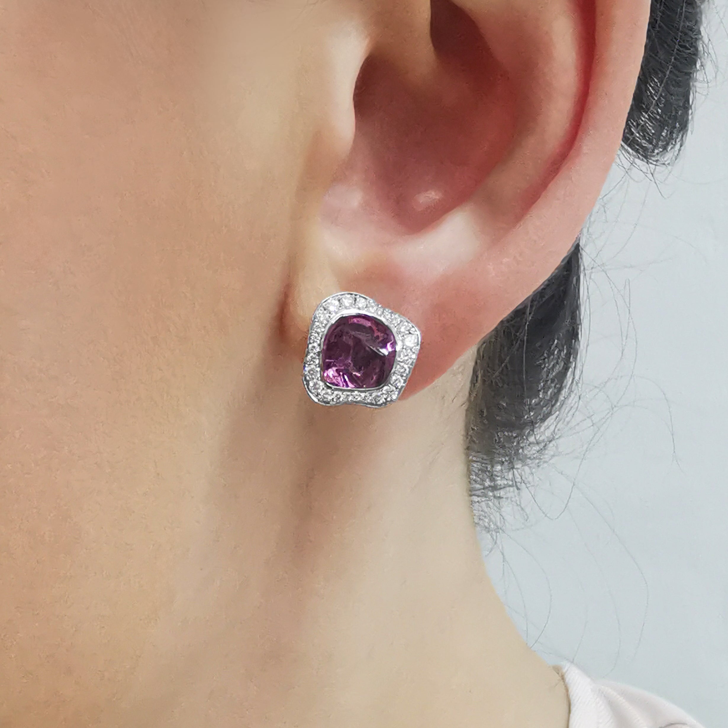 Spinel, Diamonds 18K White Gold Earrings, E 0033-2/1
