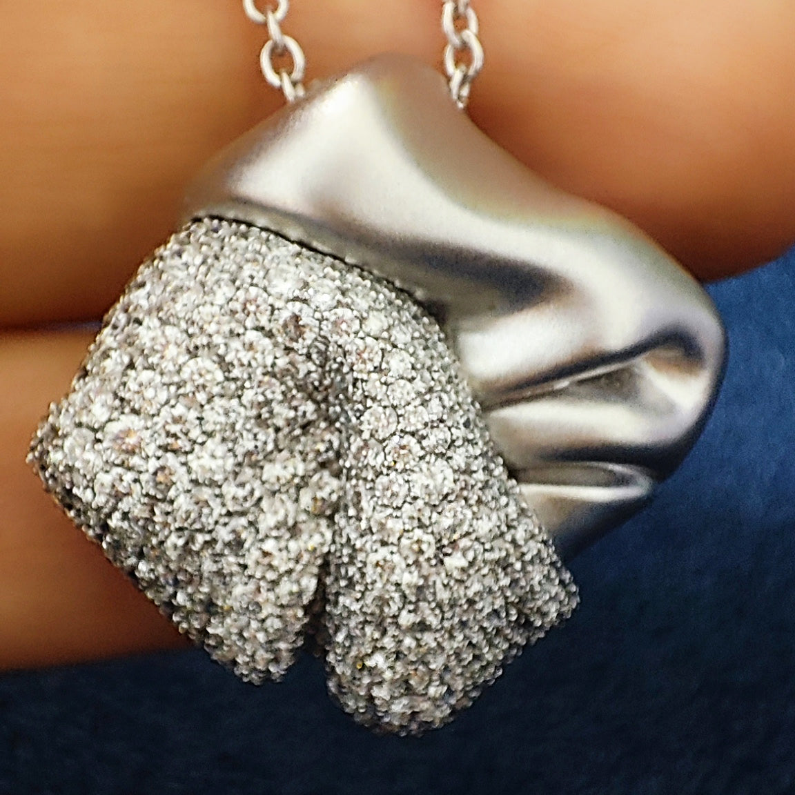 Diamonds 18K White Matte Gold Pendant, P 0132-1