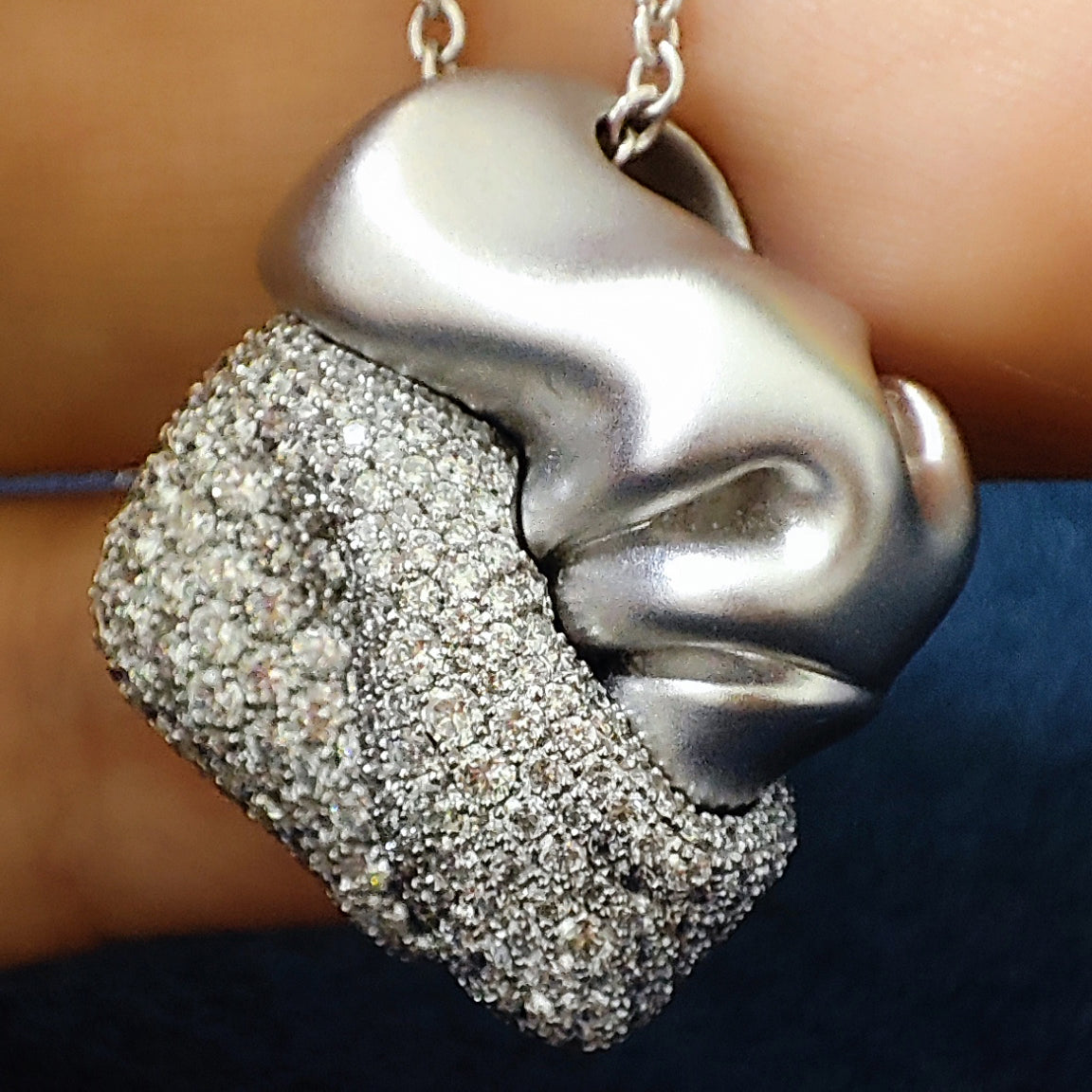 Diamonds 18K White Matte Gold Pendant, P 0132-1