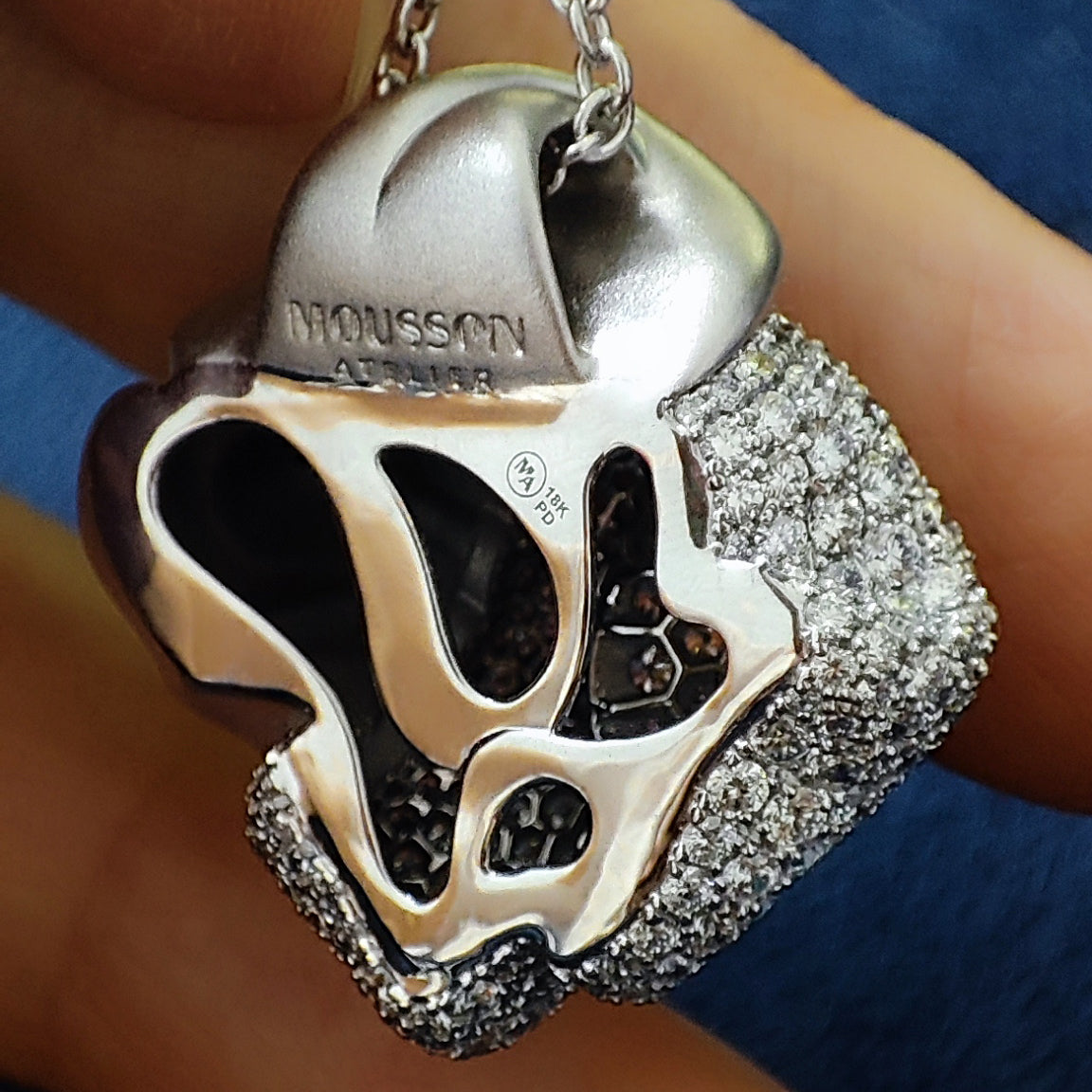 Diamonds 18K White Matte Gold Pendant, P 0132-1