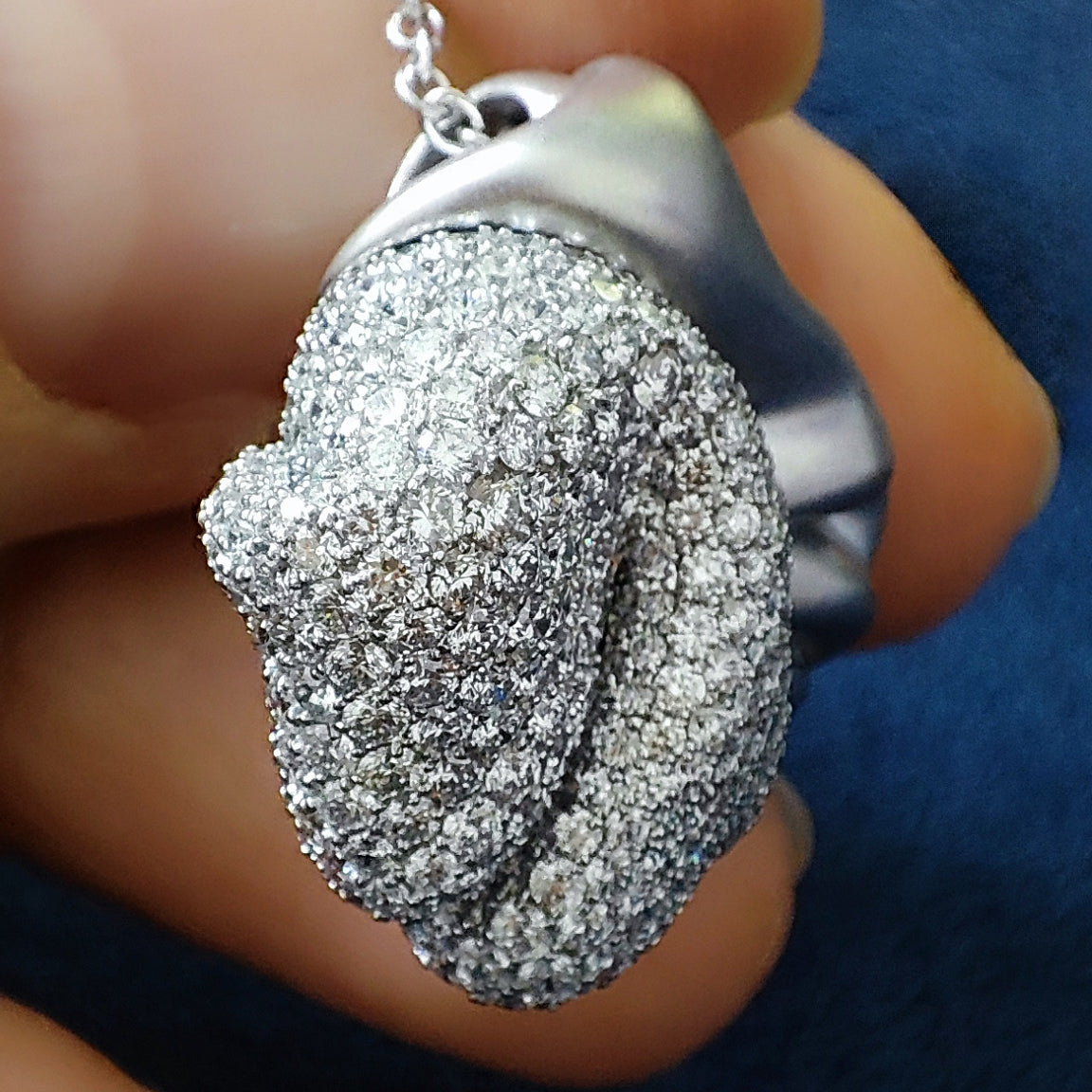Diamonds 18K White Matte Gold Pendant, P 0132-1