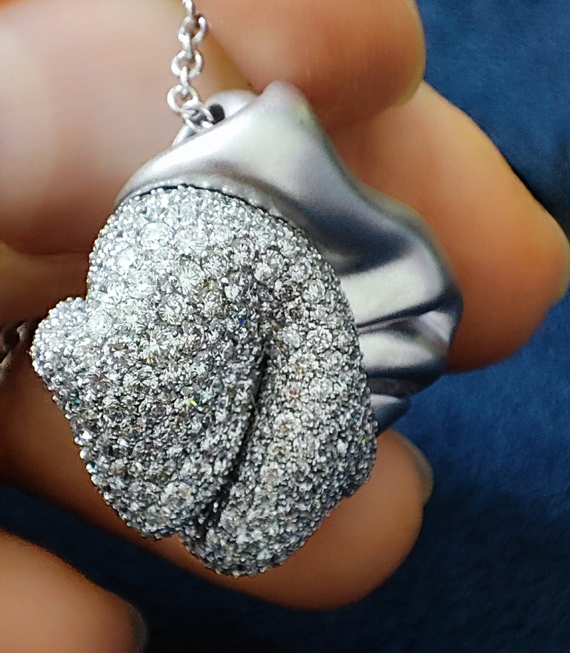 Diamonds 18K White Matte Gold Pendant, P 0132-1