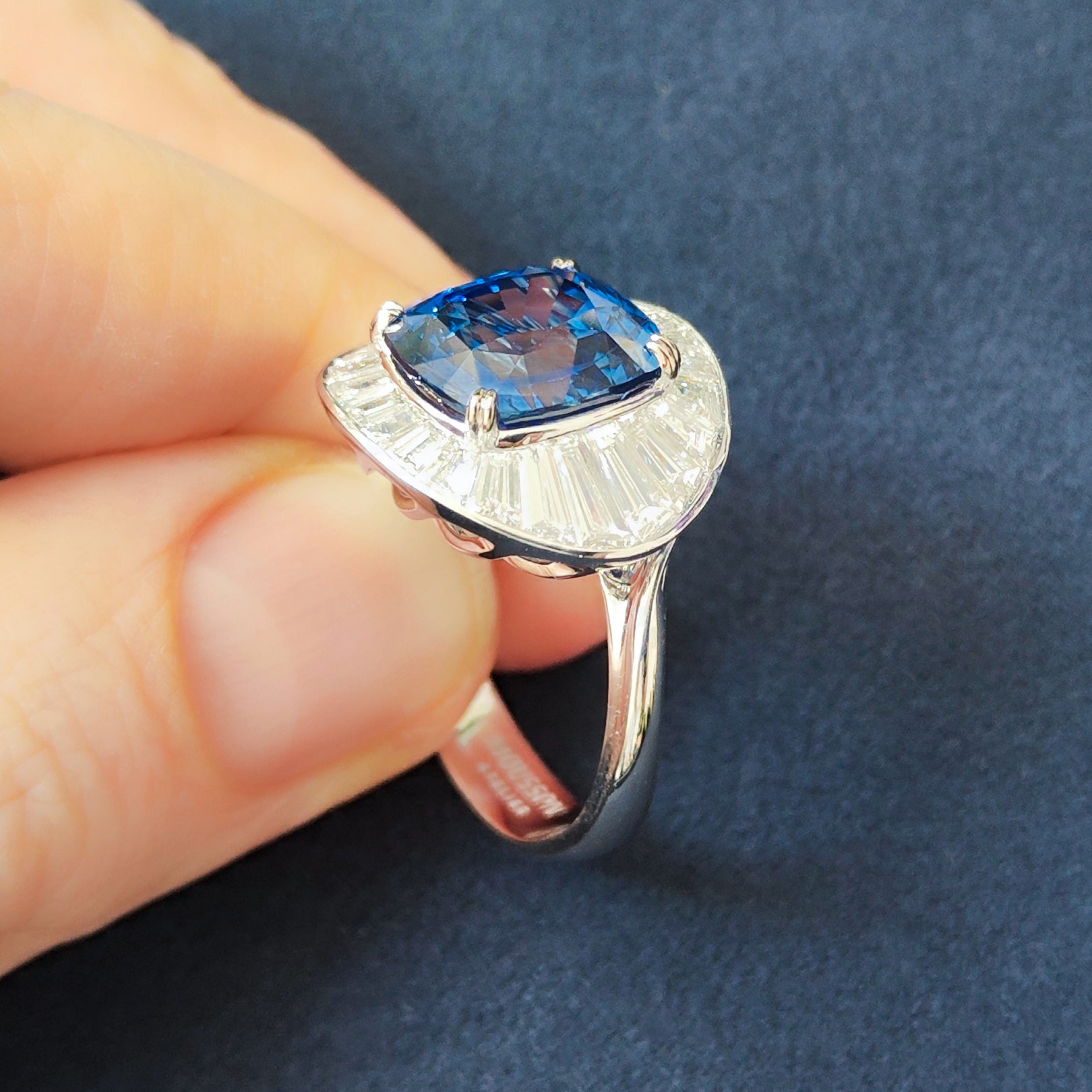 SSEF Certified Blue Sapphire, Diamonds 18K White Gold Ring, R 0219-1