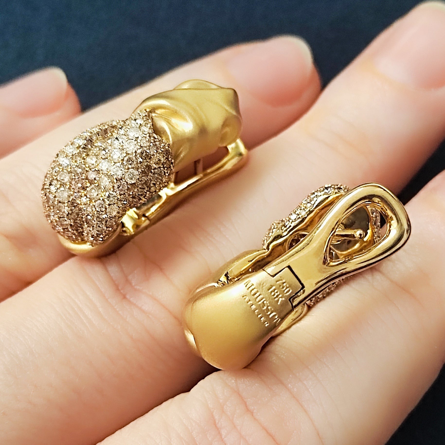 Champagne and White Diamonds 18K Yellow Gold Earrings, E 0132-5