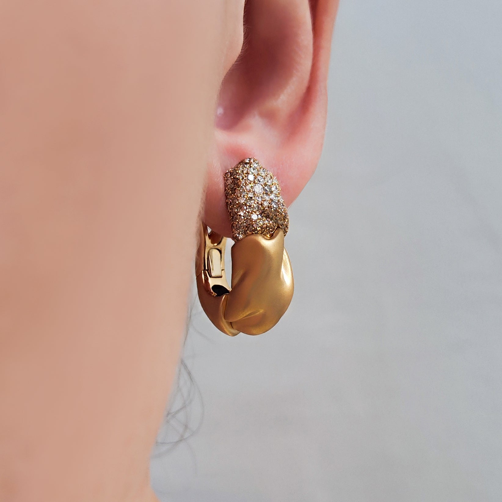 Champagne and White Diamonds 18K Yellow Gold Earrings, E 0132-5