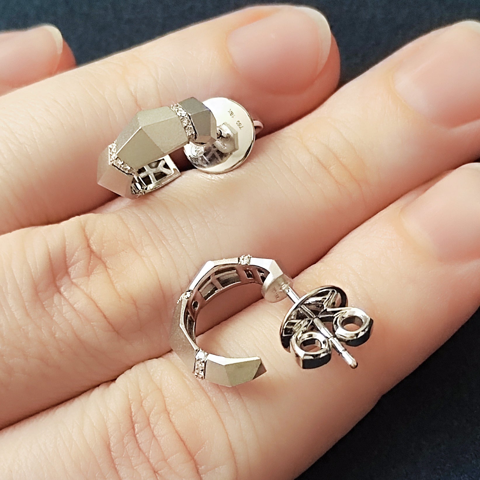 18K White Gold, Diamonds Earrings, E 0191-7