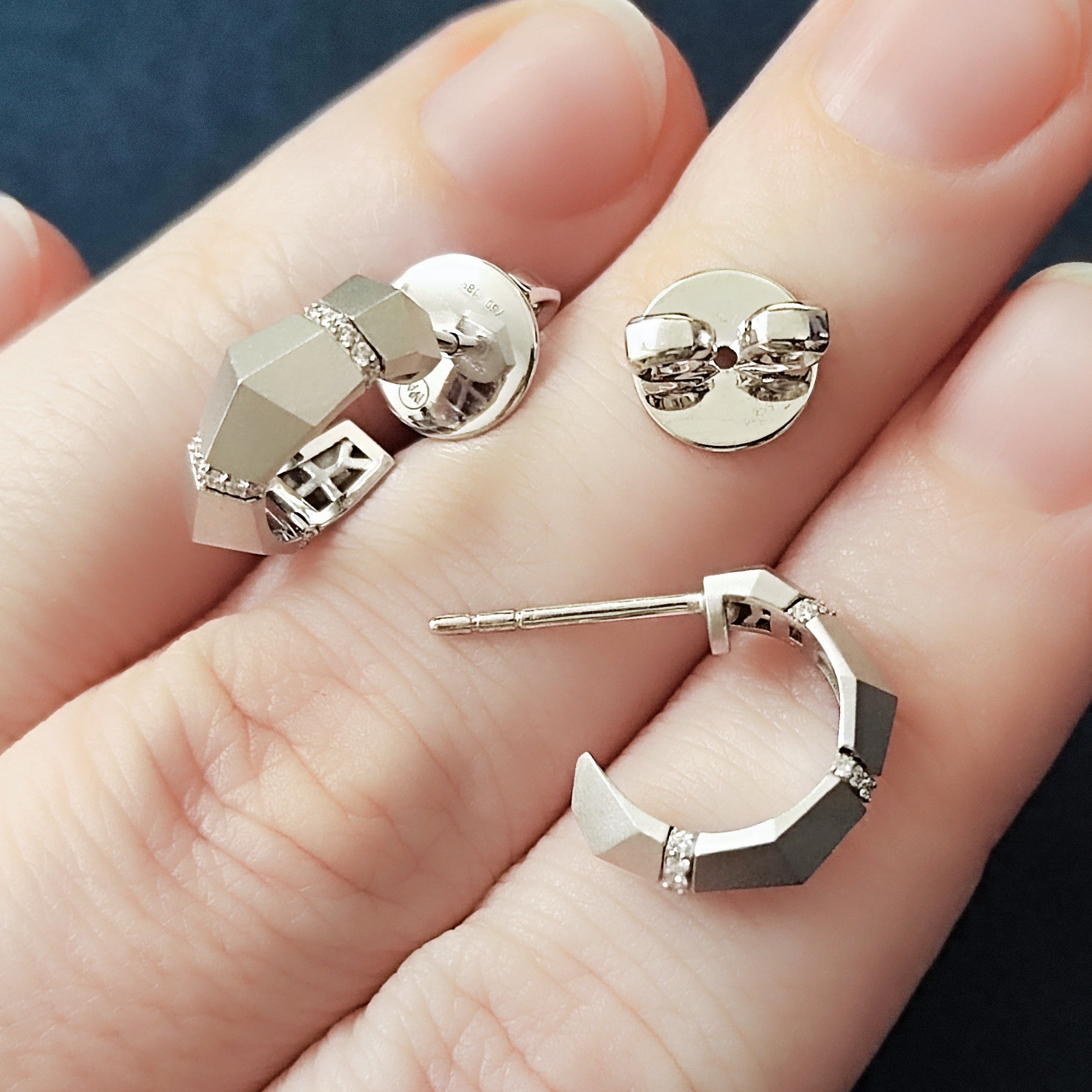 18K White Gold, Diamonds Earrings, E 0191-7