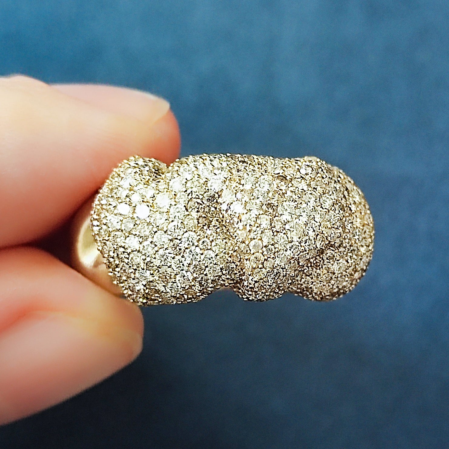 White and Champagne Diamonds 18K Yellow Gold Ring, R 0132-3