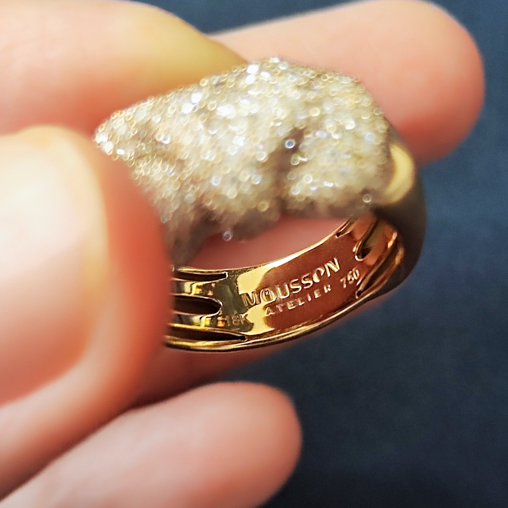White and Champagne Diamonds 18K Yellow Gold Ring, R 0132-3