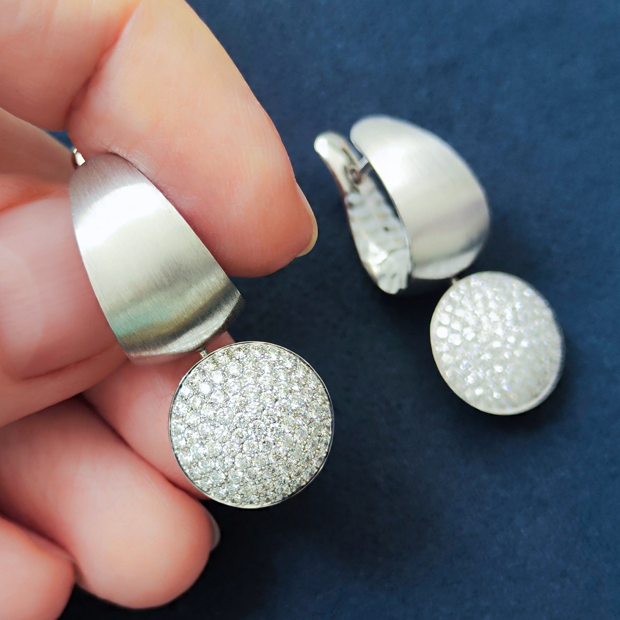 Enamel, Diamonds, 18K White Gold, Earrings, E 0178-70