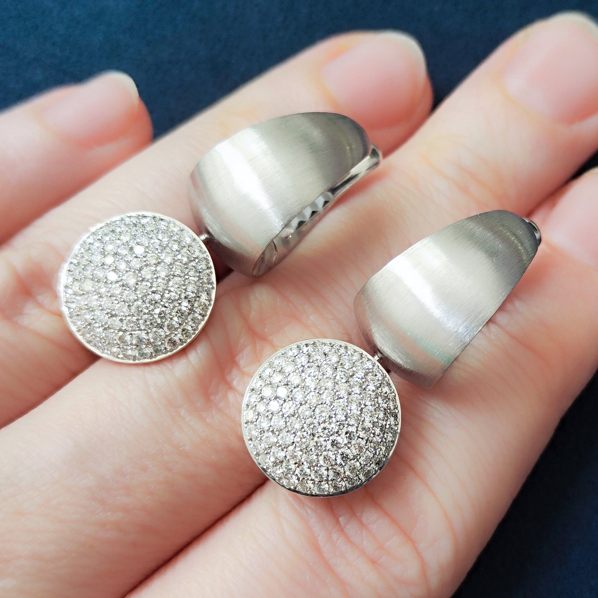 Enamel, Diamonds, 18K White Gold, Earrings, E 0178-70
