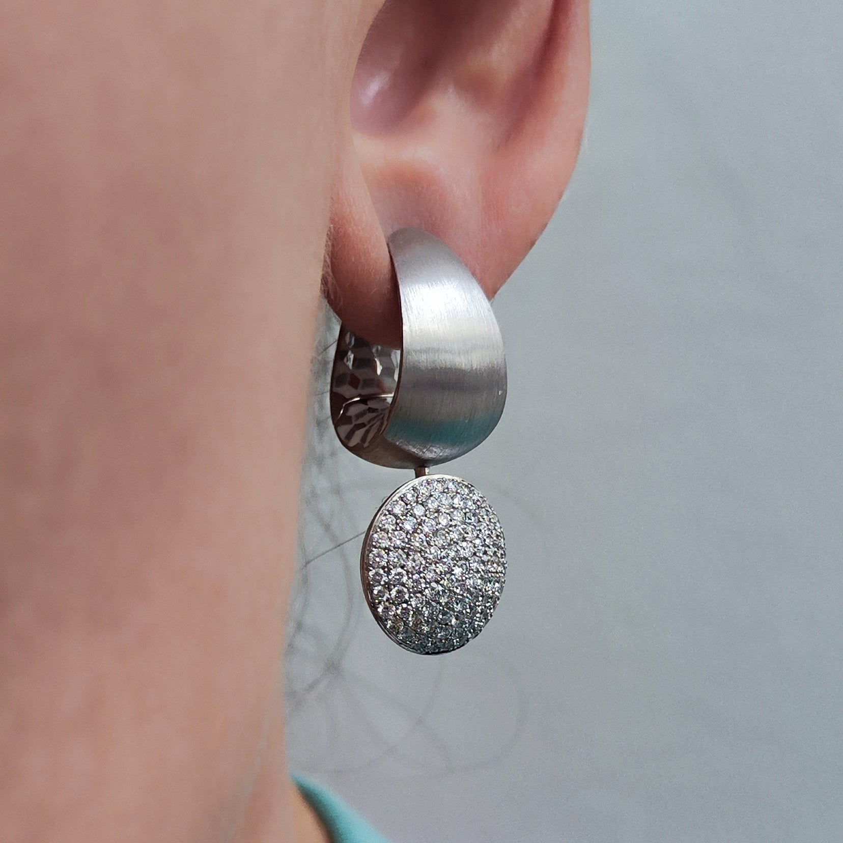 Enamel, Diamonds, 18K White Gold, Earrings, E 0178-70