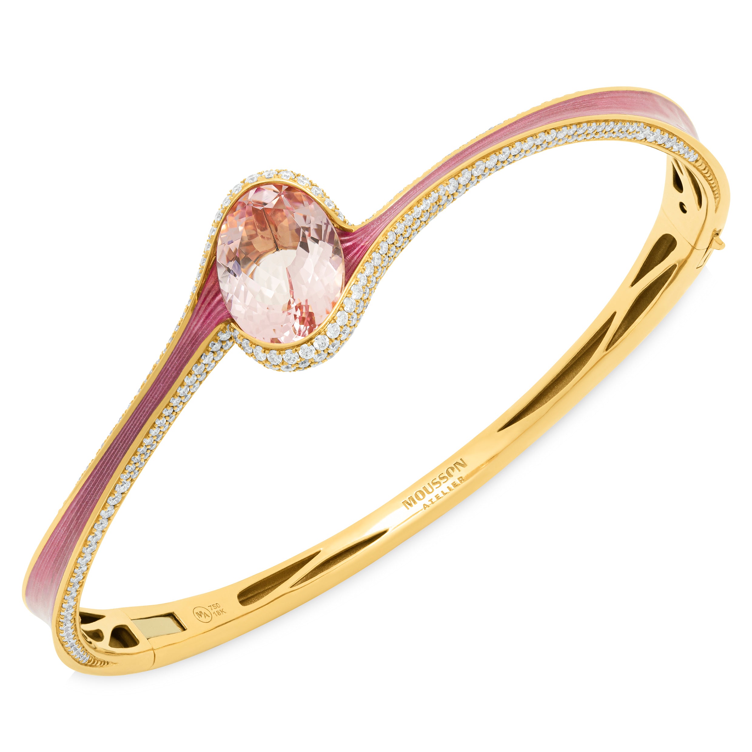 Br 0123-0 18K Yellow Gold, Enamel, Morganite, Diamonds Bracelet