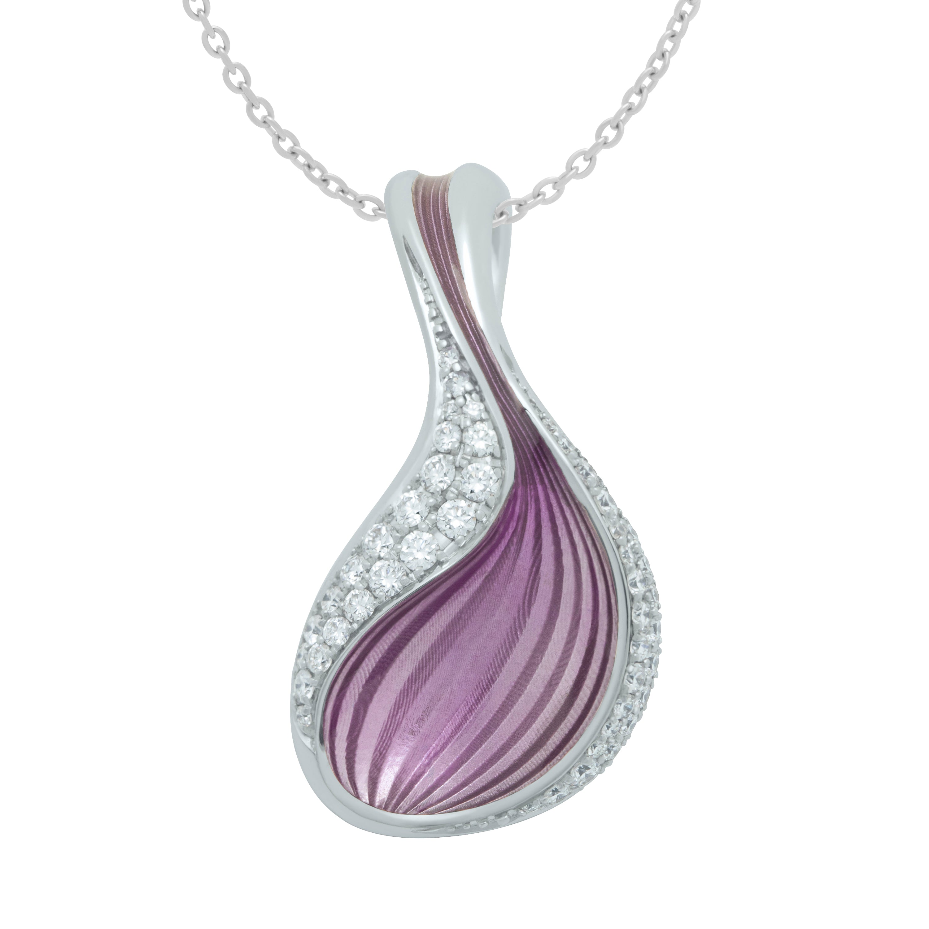 Diamonds, Enamel 18K White Gold Pendant, P 0123-0