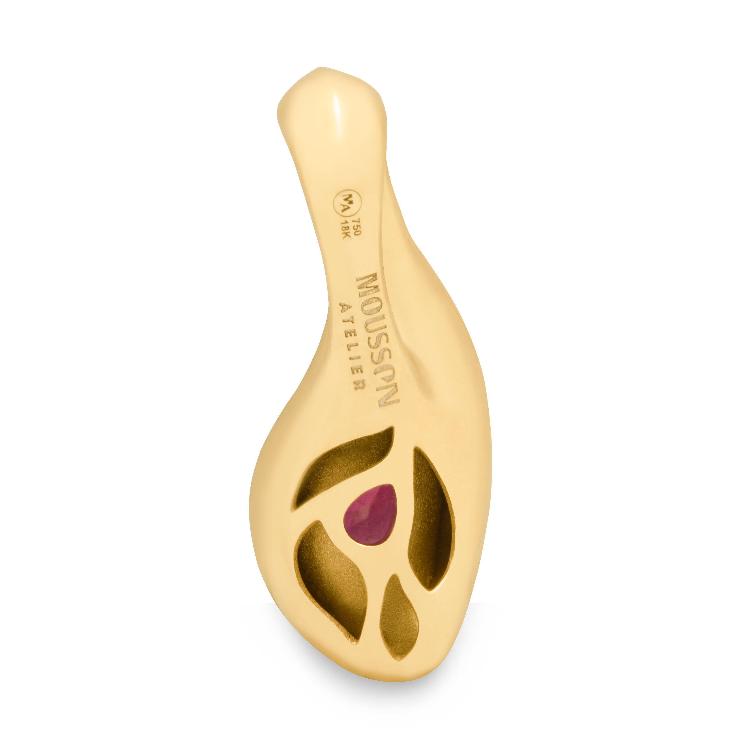 Rubellite, Diamonds, Enamel 18K Yellow Gold Pendant, P 0123-7