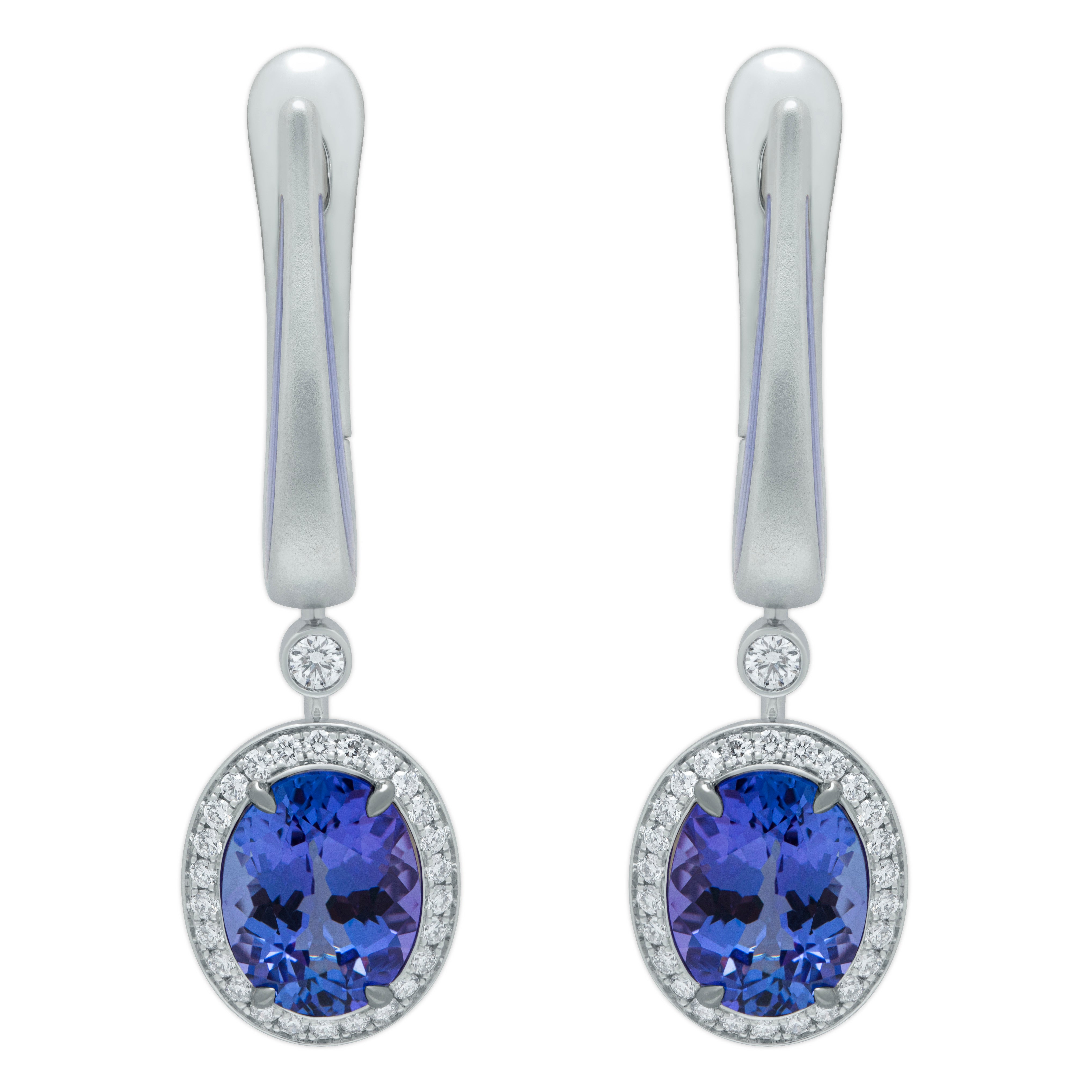 Tanzanite, Diamonds, Enamel 18K White Gold Earrings, E 0143-02
