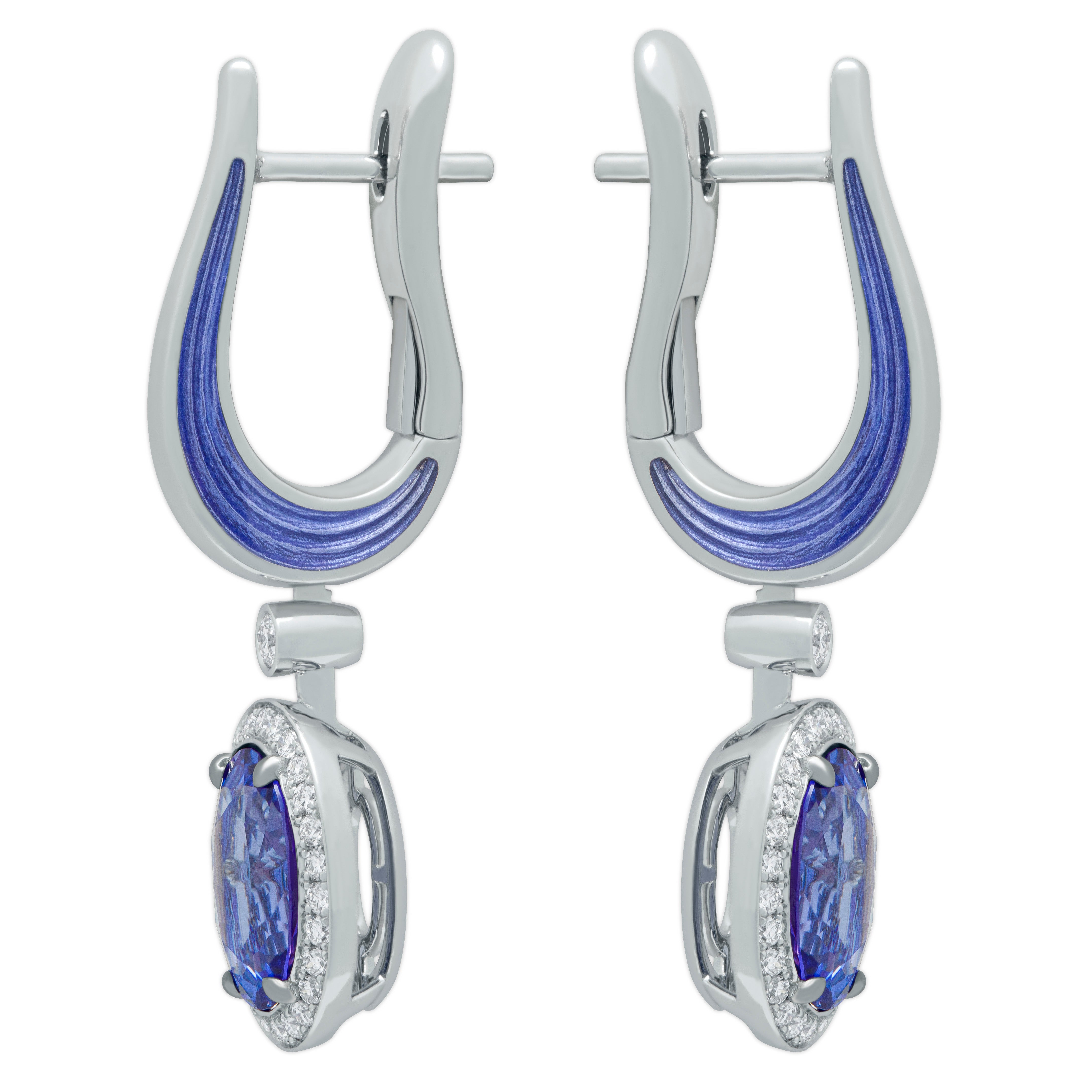 E 0143-02 18K White Gold, Tanzanite, Diamonds Earrings