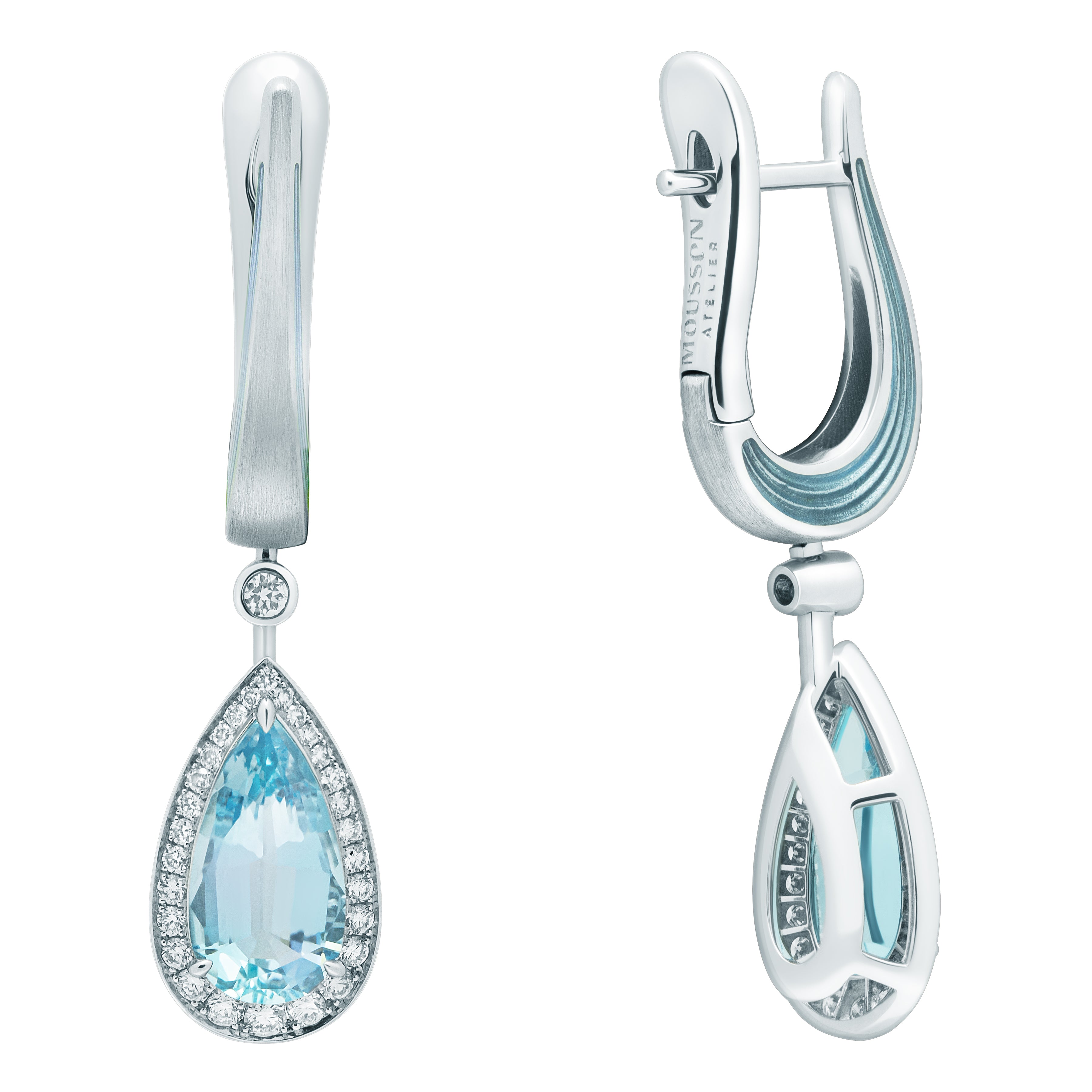 Aquamarine, Diamonds 18K White Gold Earrings, E 0143-20