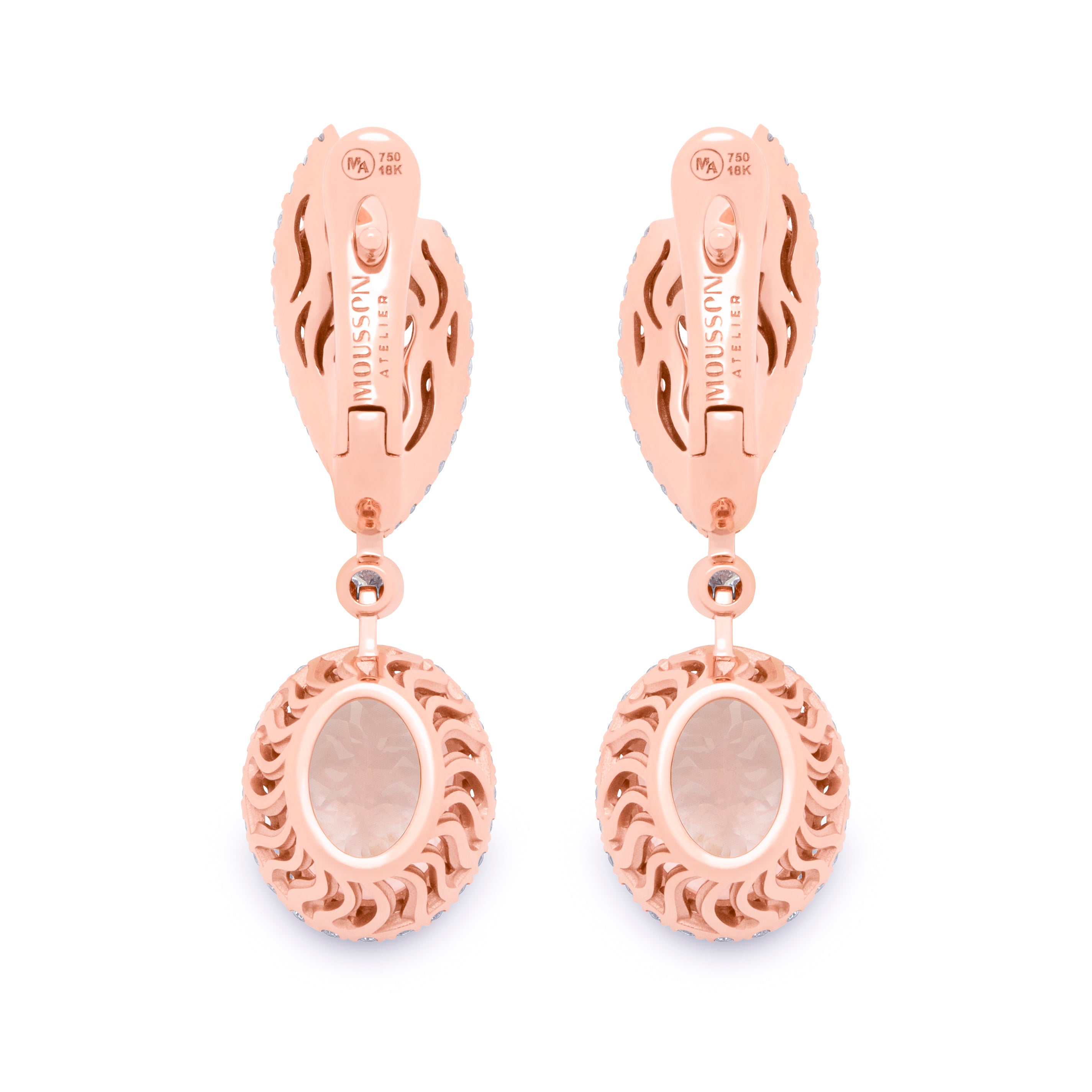 Morganite, Diamonds 18K Rose Gold Earrings, E 0144-02