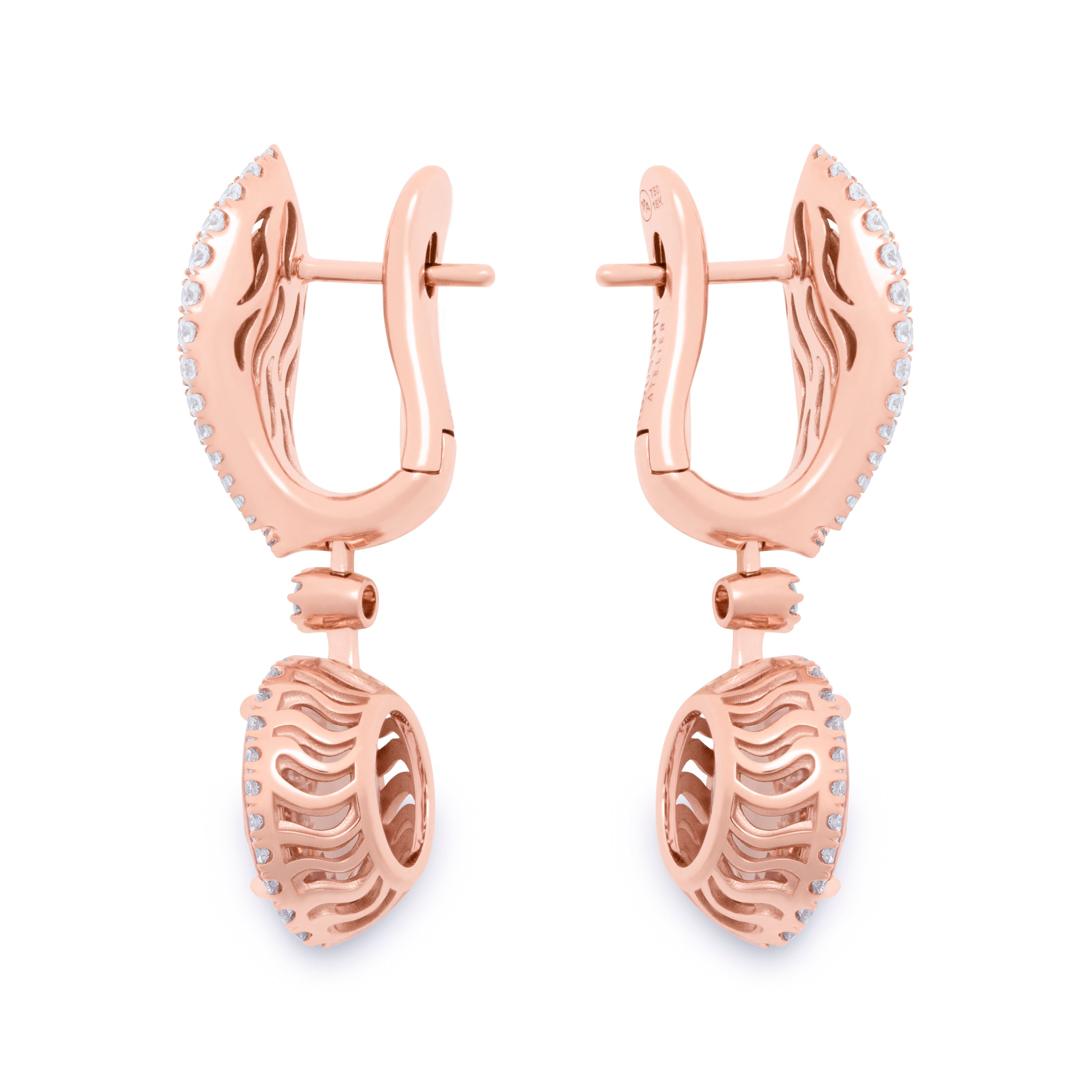 Morganite, Diamonds 18K Rose Gold Earrings, E 0144-02