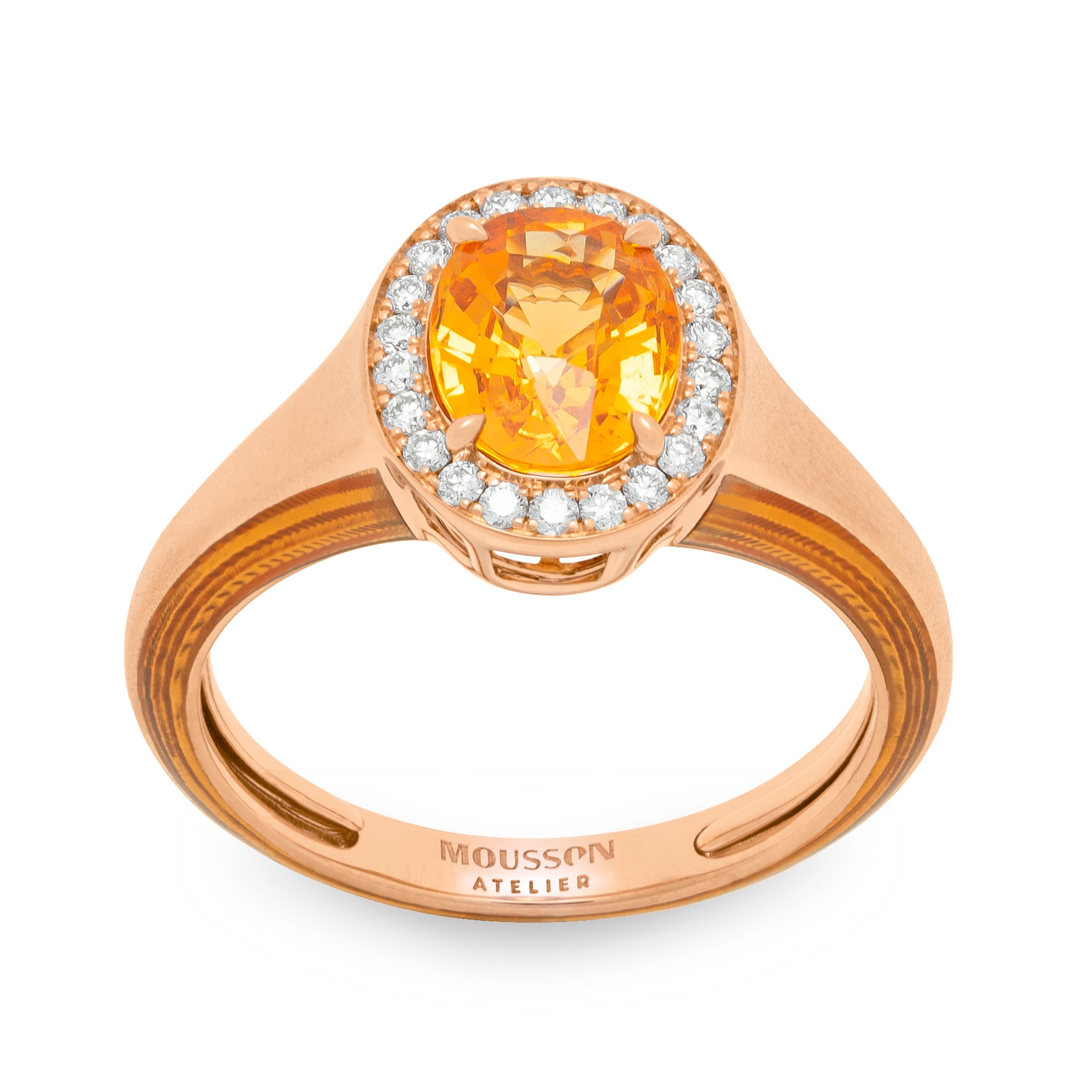 R 0143-0, 18K Rose Gold, Spessartine, Diamonds, Enamel Ring