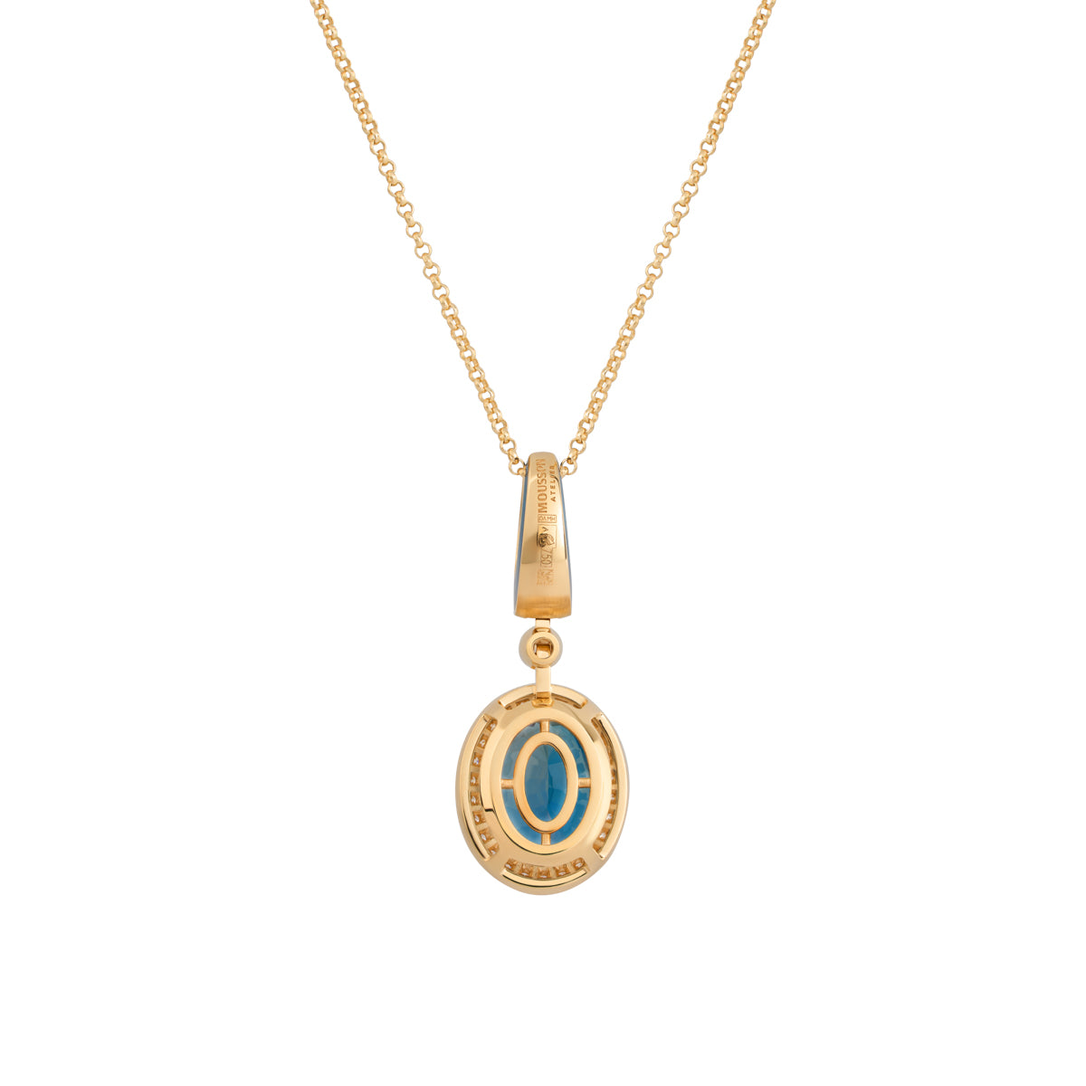 P 0143-01, 18K Yellow Gold, Topaz, Diamonds, Enamel Pendant