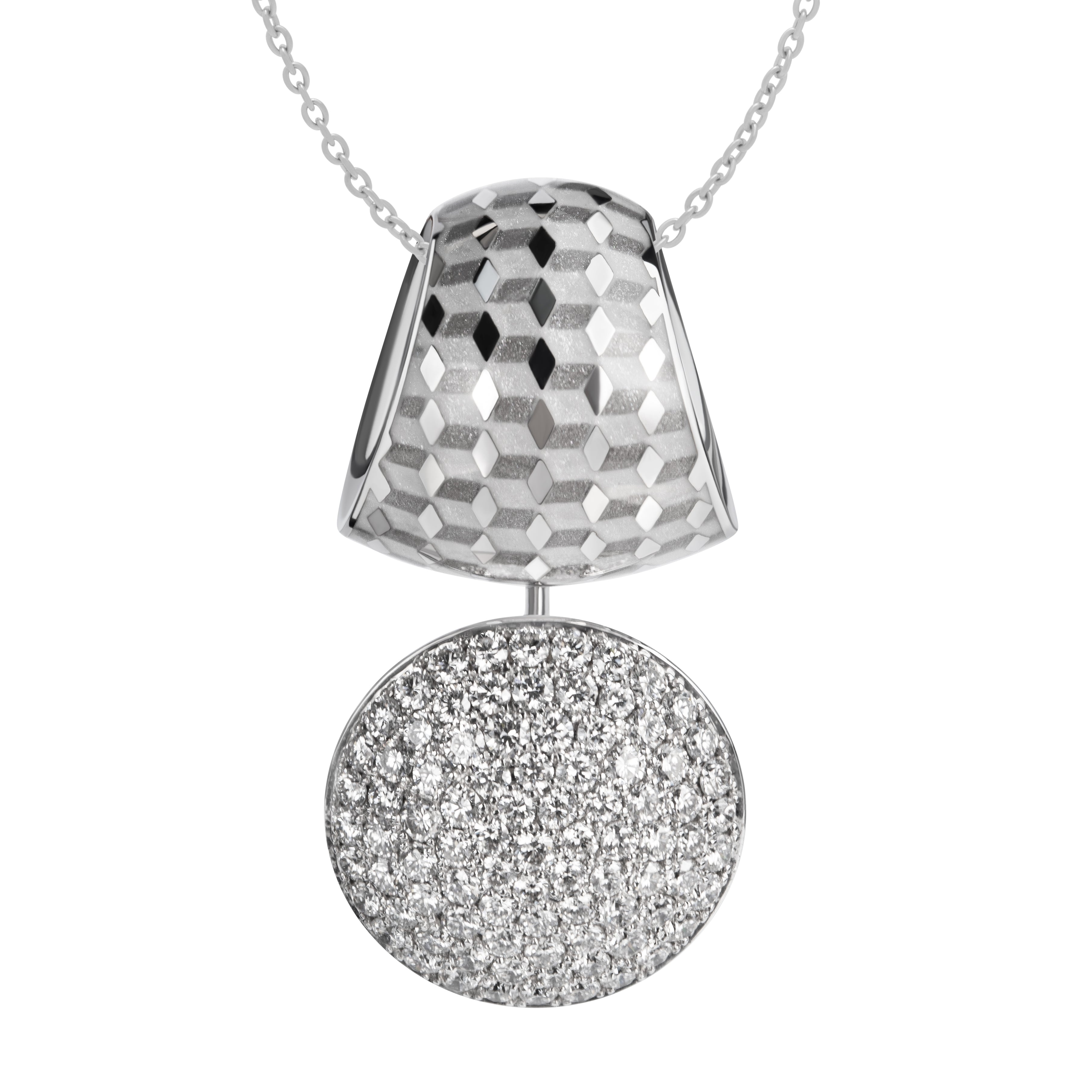 Enamel, Diamonds 18K White Gold Pendant, P 0178-70