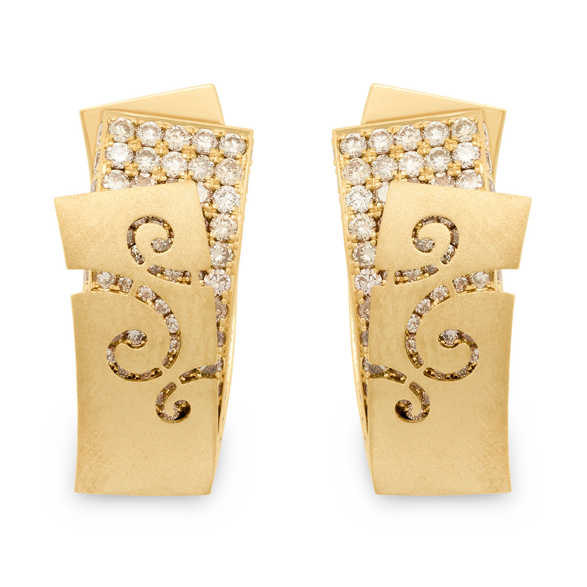 Champagne Diamonds 18K Yellow Gold Earrings, E 0003-3
