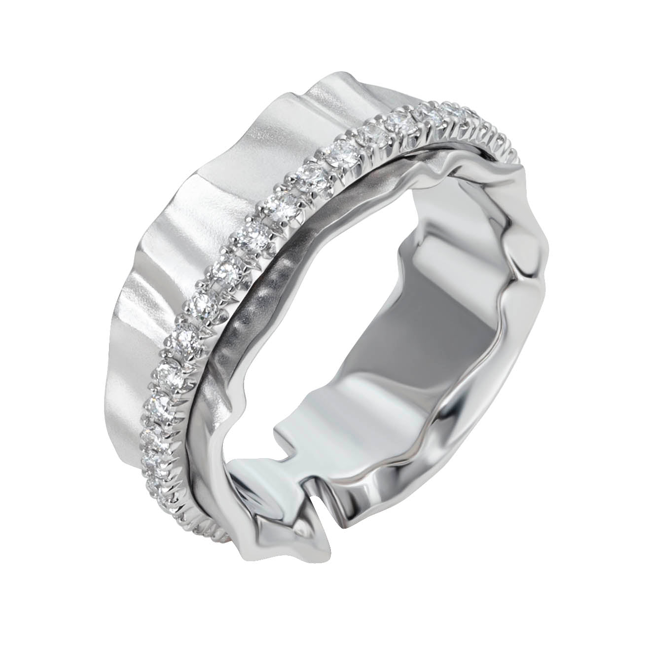 R 0002-0, 18K White Gold, Diamonds Ring