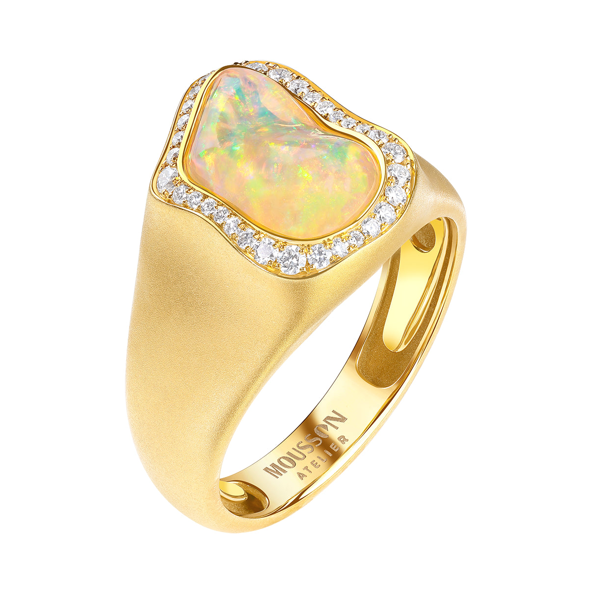 Mexican Fire Opal, Diamonds 18K Yellow Gold, Ring, R 0029-60/1