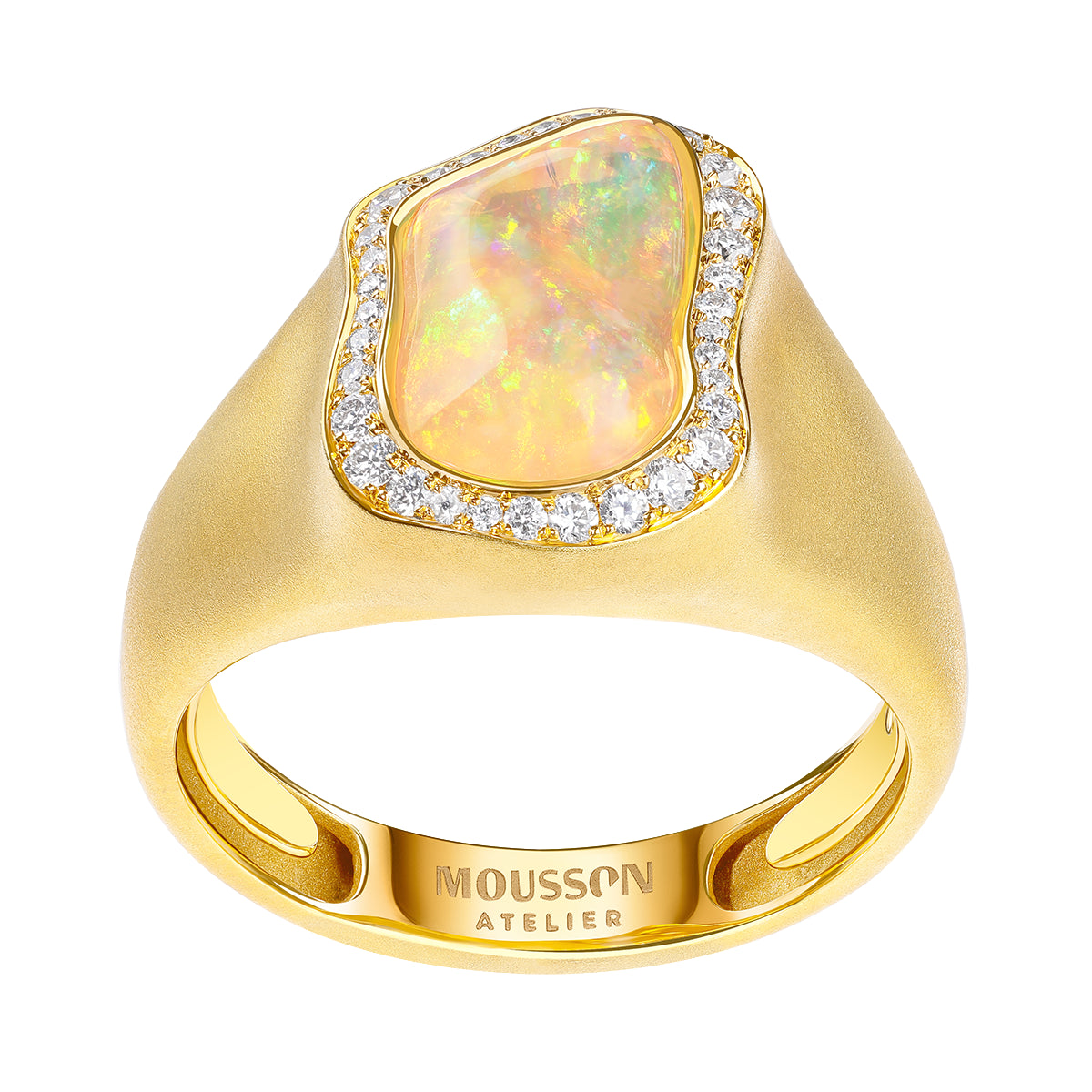 Mexican Fire Opal, Diamonds 18K Yellow Gold, Ring, R 0029-60/1
