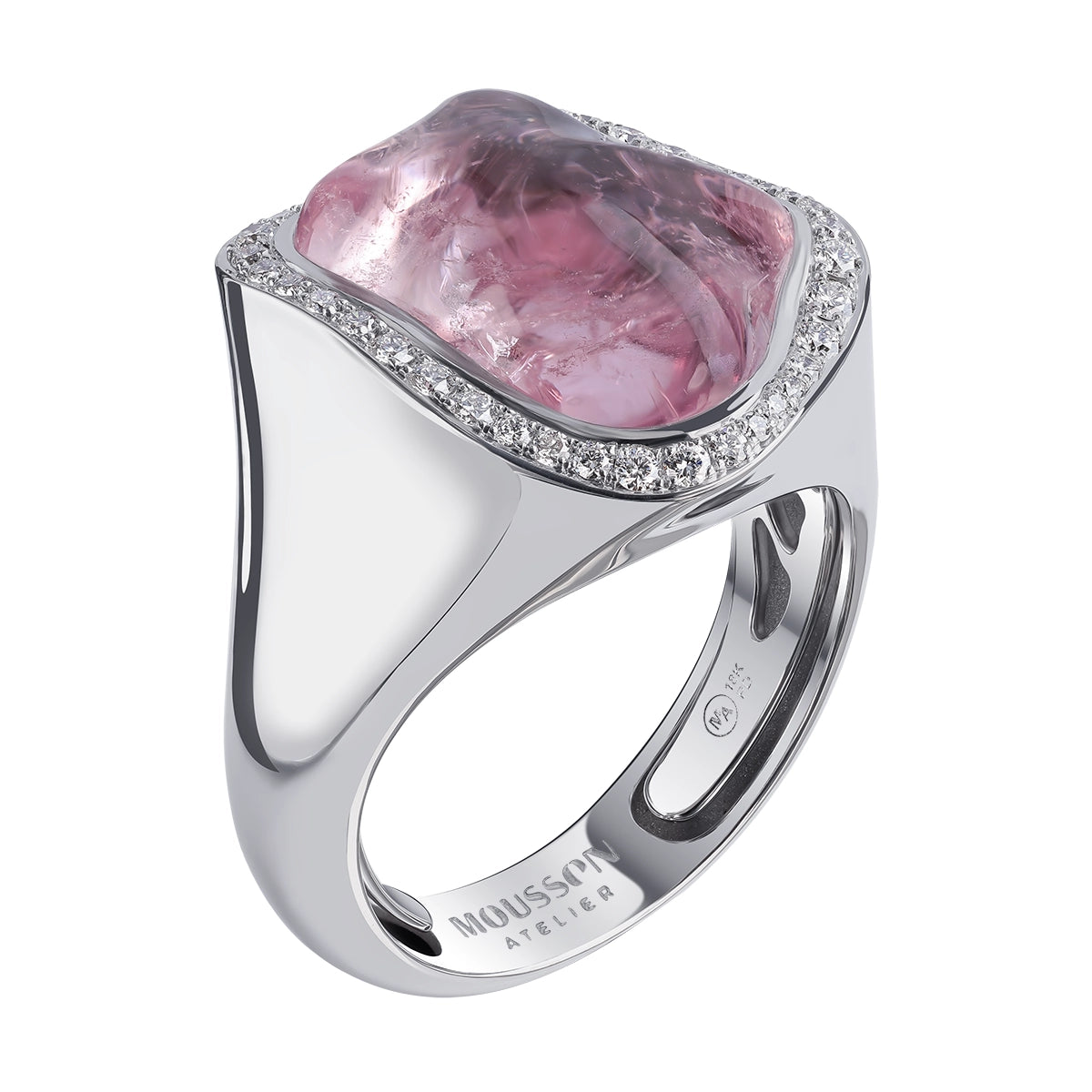 Morganite, Diamonds 18K White Gold Ring, R 0030-43/1