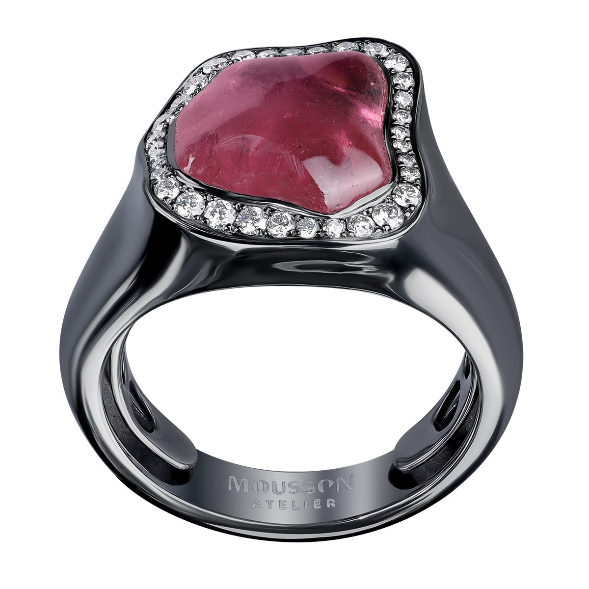 Rubellite, Diamonds 18K Black Gold Ring, R 0030-95/1