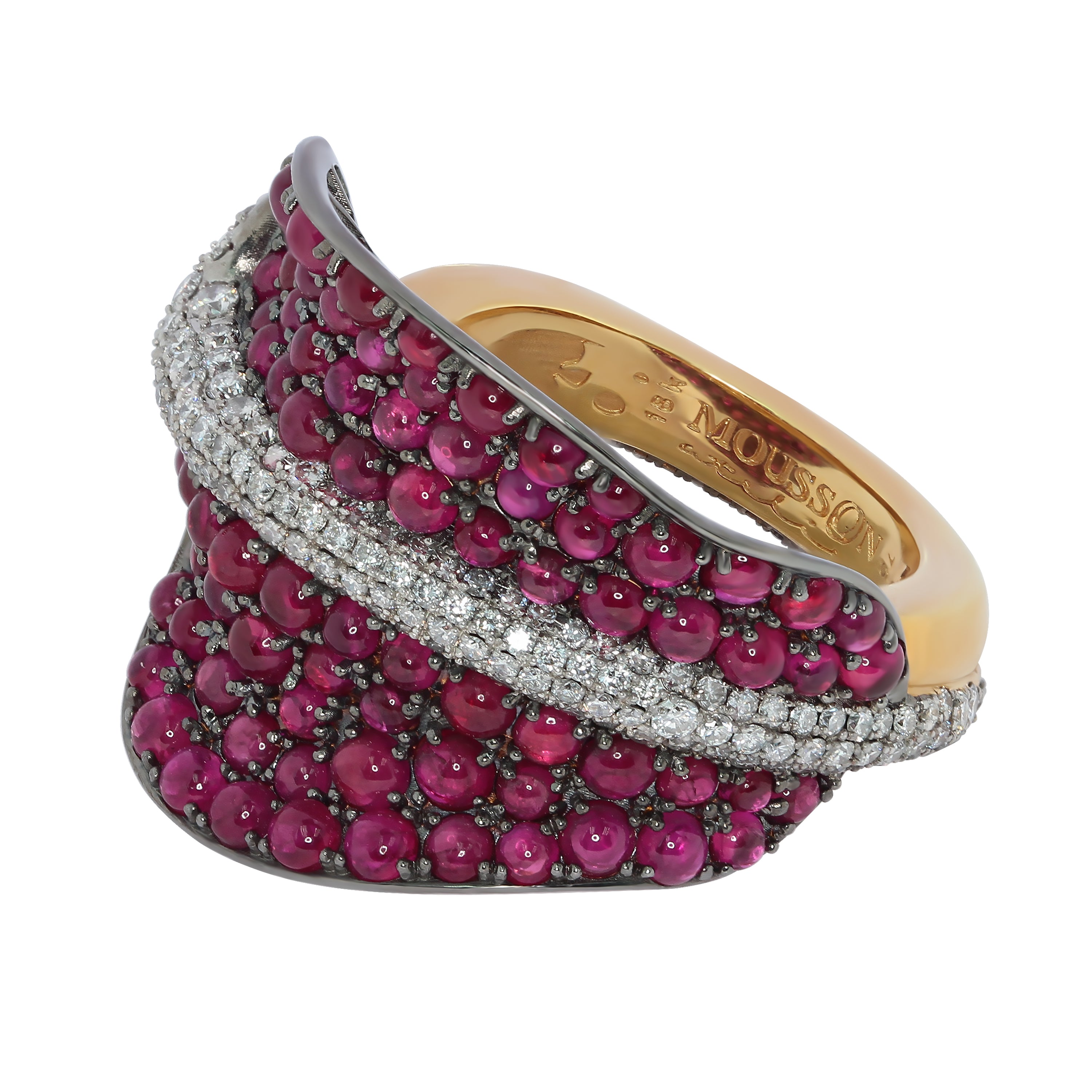 Diamonds, Ruby 18K Yellow Gold Sting Ray Ring, R 0059-0