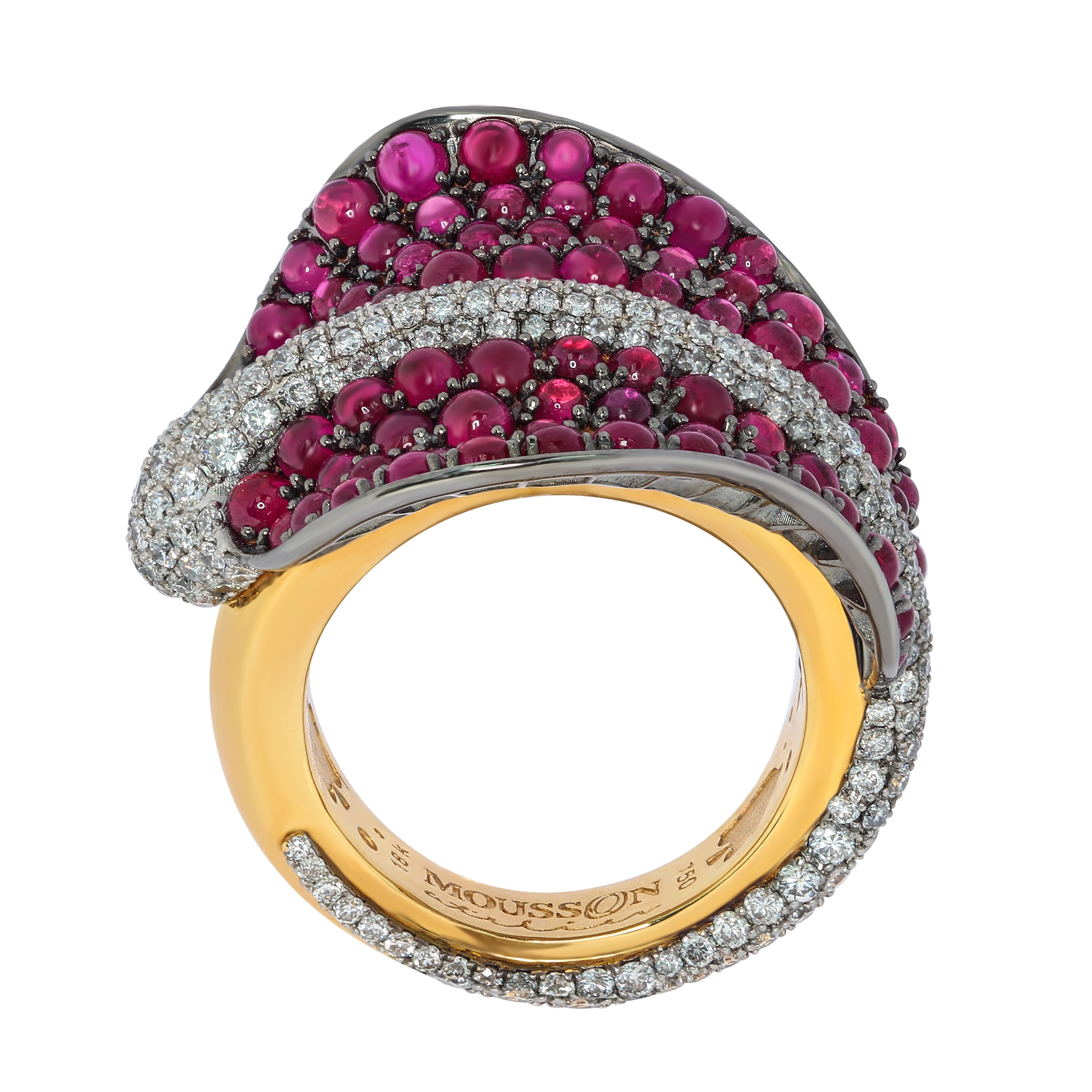 R 0059-0 18K Yellow Gold, Diamonds Ruby Sting Ray Ring