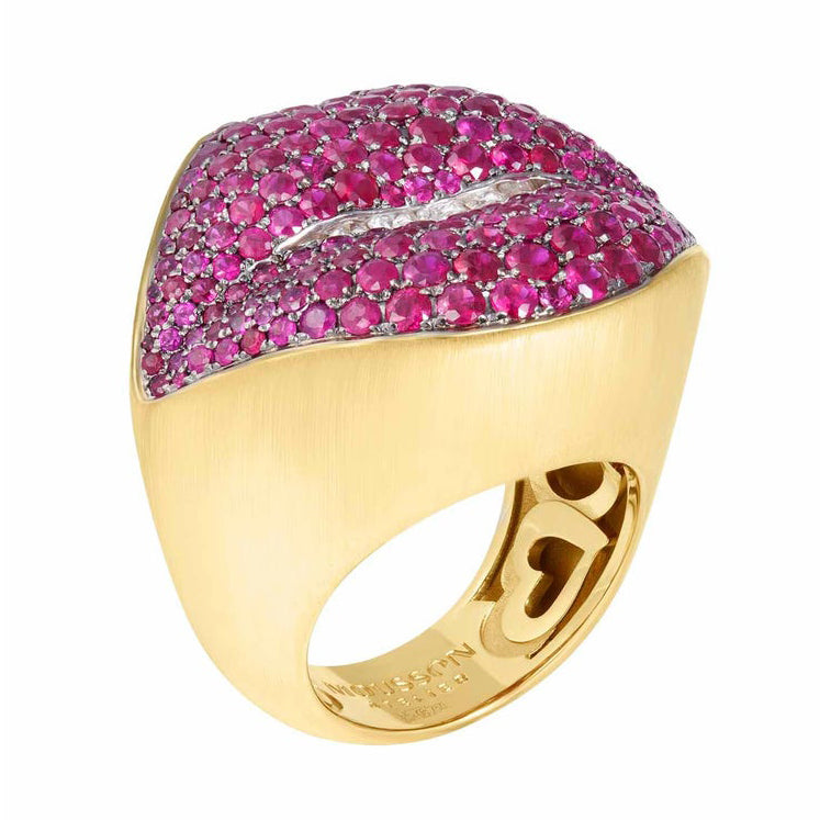 Ruby, Diamonds 18K Yellow Gold Ring, R 0077-2