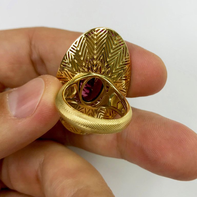 Rhodolite Garnet, Ruby, Pink Sapphire Ring 18K Yellow Gold, R 0105-1