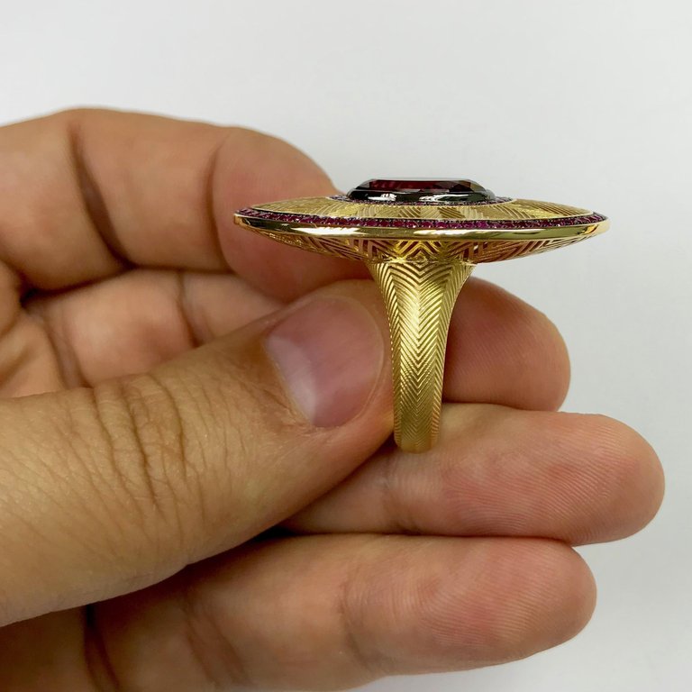 Rhodolite Garnet, Ruby, Pink Sapphire Ring 18K Yellow Gold, R 0105-1