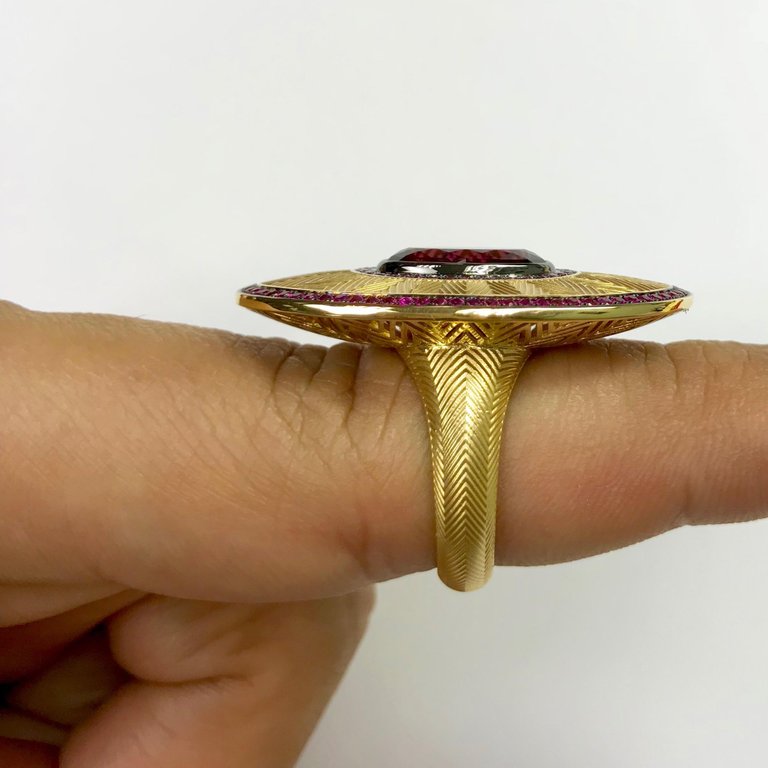 Rhodolite Garnet, Ruby, Pink Sapphire Ring 18K Yellow Gold, R 0105-1