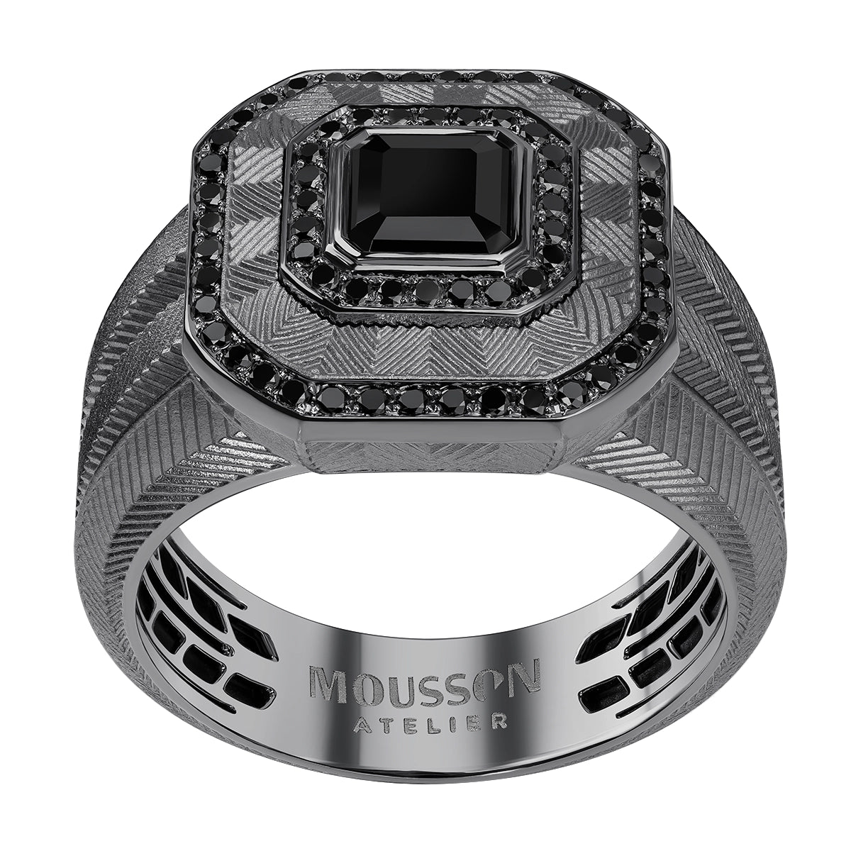 Spinel, Black Diamonds Men's 18K Black Gold, Ring, R 0106-1