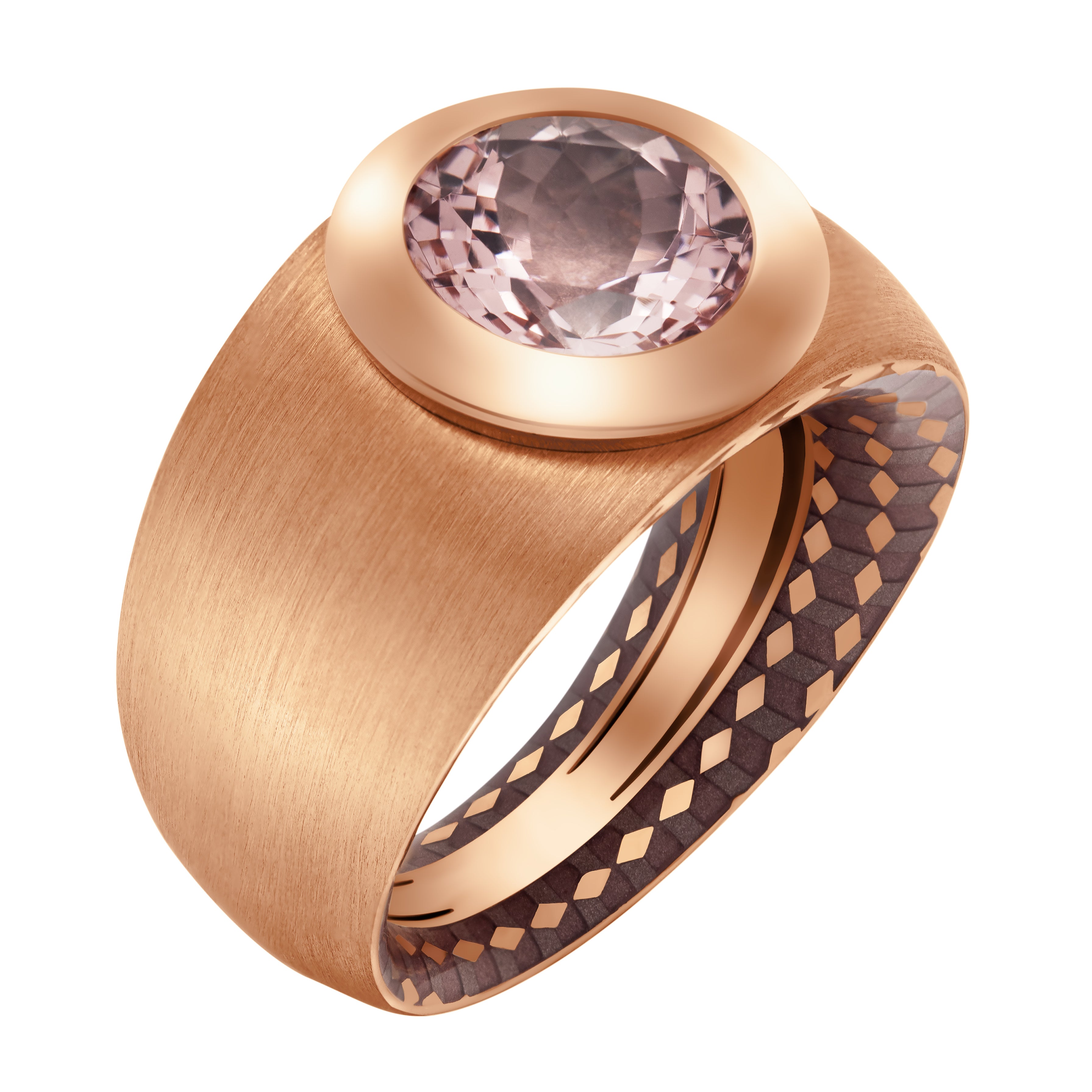Enamel, Morganite, 18K Rose Gold Ring, R 0178-40
