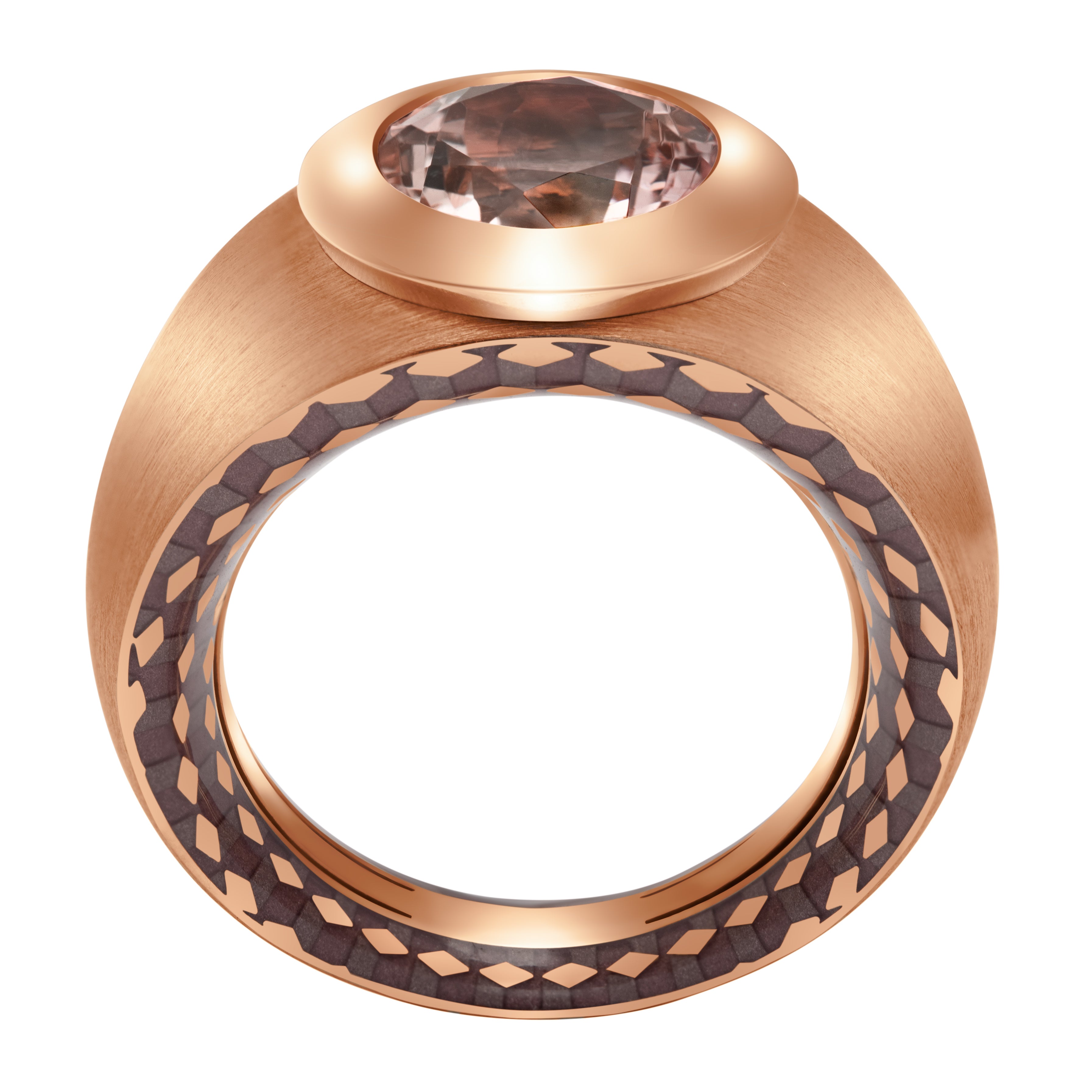 Enamel, Morganite, 18K Rose Gold Ring, R 0178-40